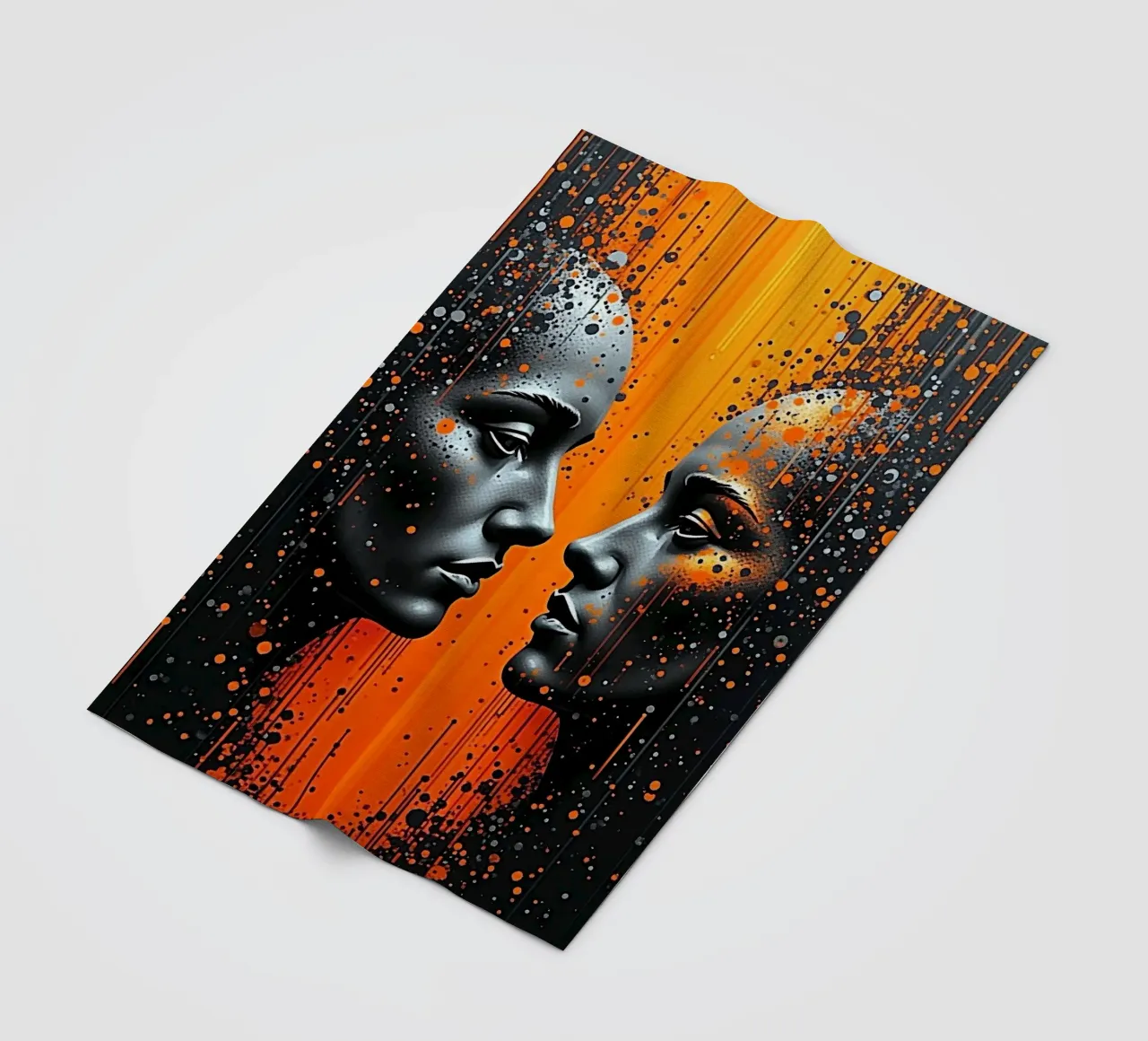 Immagine_specchio_arancio_5 coperta in pile da AI-Portraits by LK