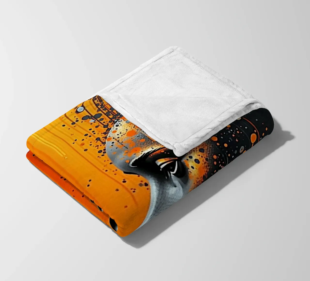 Immagine_specchio_arancio_5 coperta in pile da AI-Portraits by LK