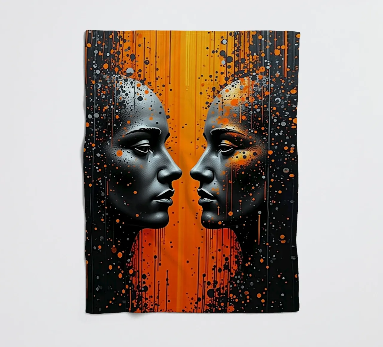 Immagine_specchio_arancio_5 coperta in pile da AI-Portraits by LK