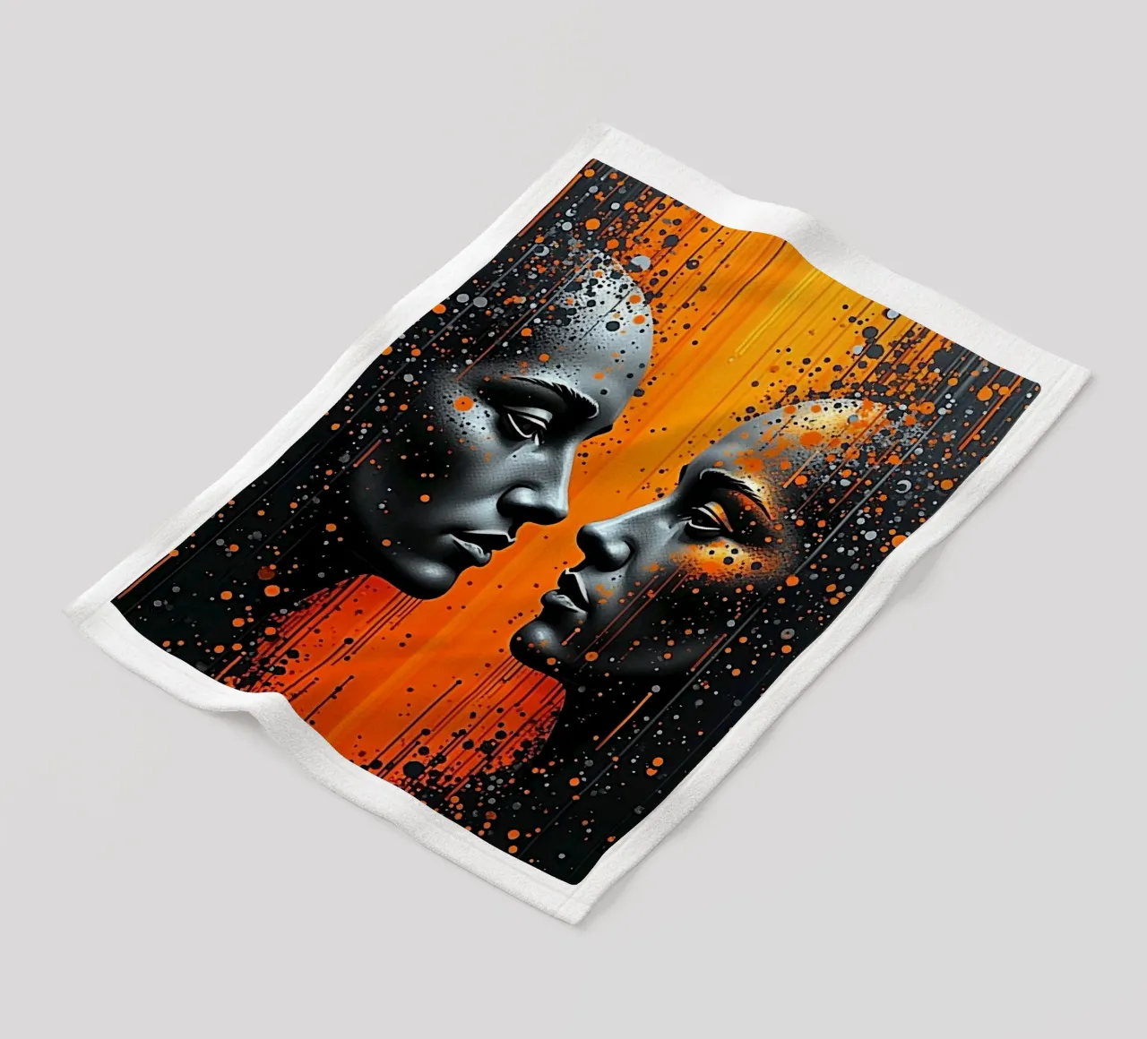 Immagine_specchio_arancio_5 coperta in pile da AI-Portraits by LK