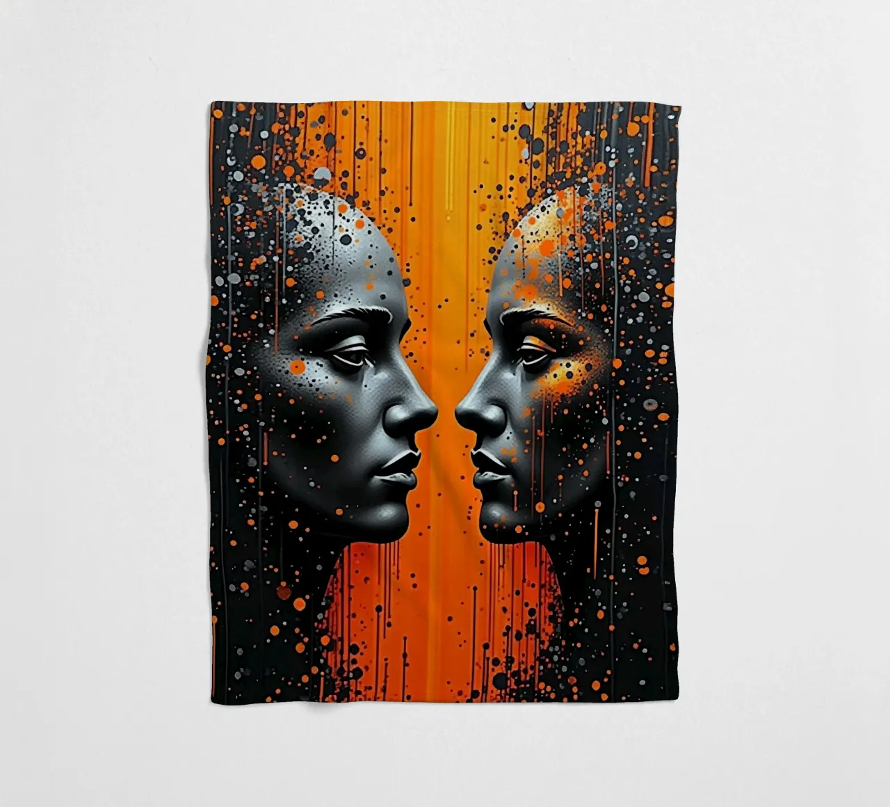 Immagine_specchio_arancio_5 coperta in pile da AI-Portraits by LK