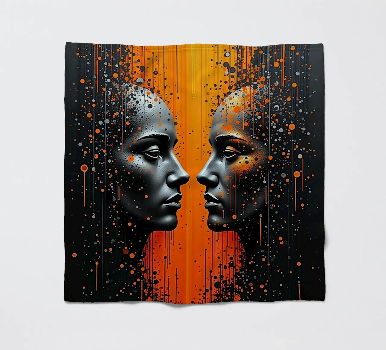 Immagine_specchio_arancio_5 coperta in pile da AI-Portraits by LK