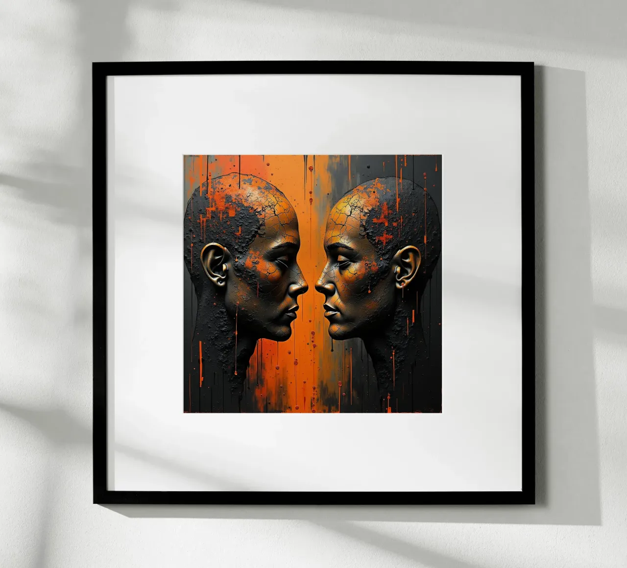 Immagine_specchio_arancione_6 poster con telaio in alluminio da AI-Portraits by LK