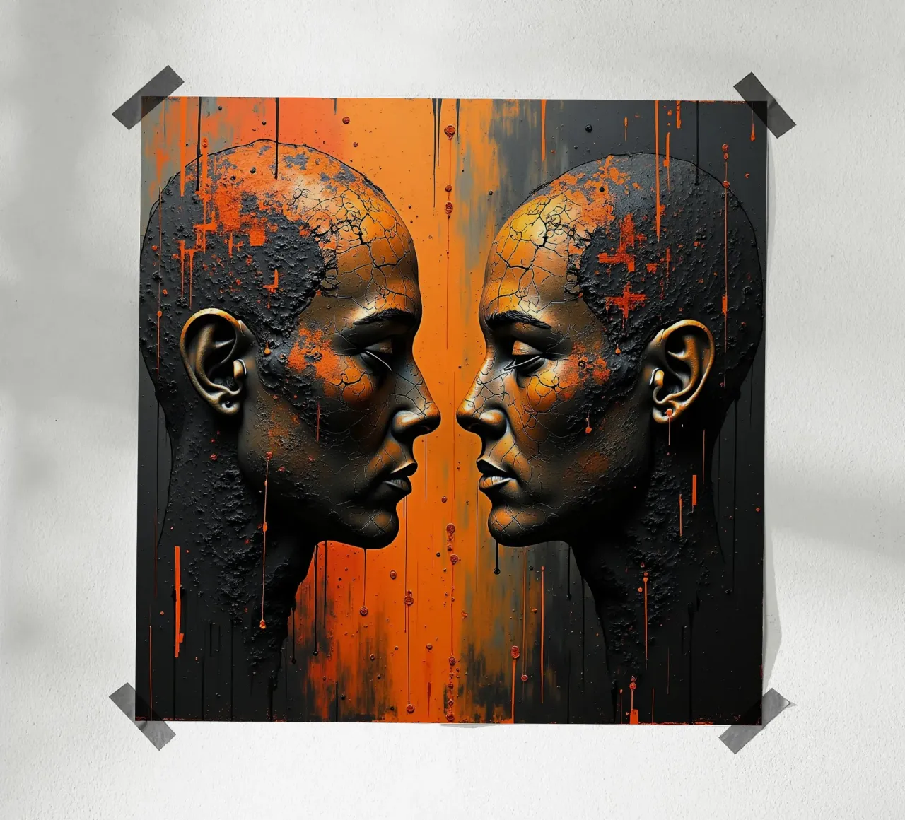 Immagine_specchio_arancione_6 poster con telaio in alluminio da AI-Portraits by LK