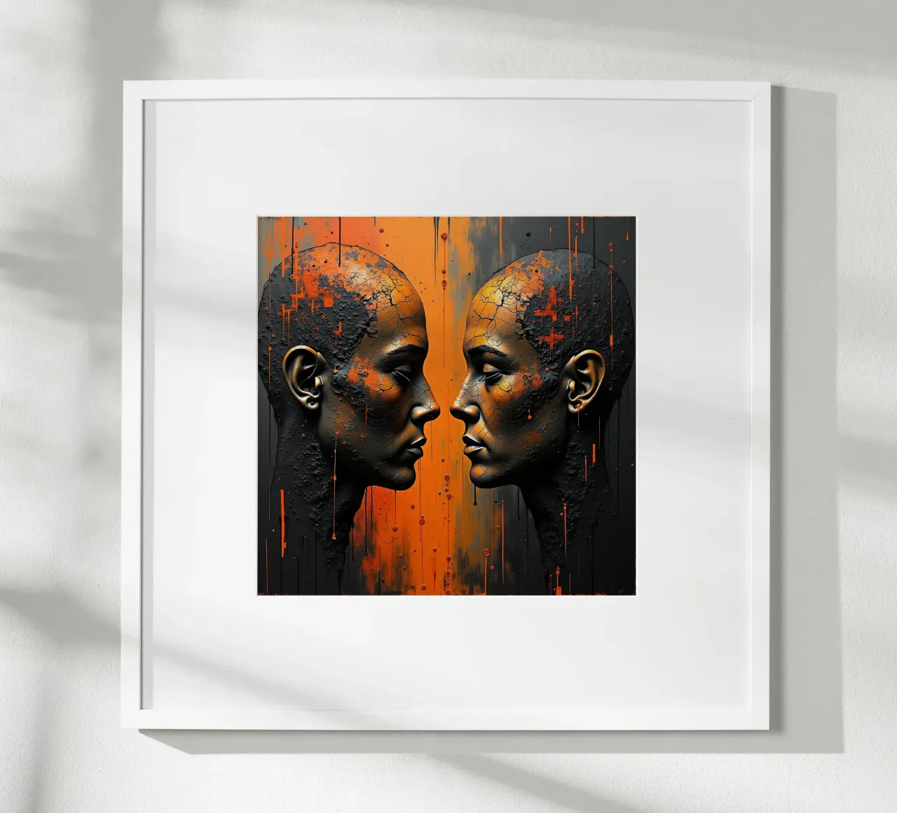 Immagine_specchio_arancione_6 poster con telaio in alluminio da AI-Portraits by LK