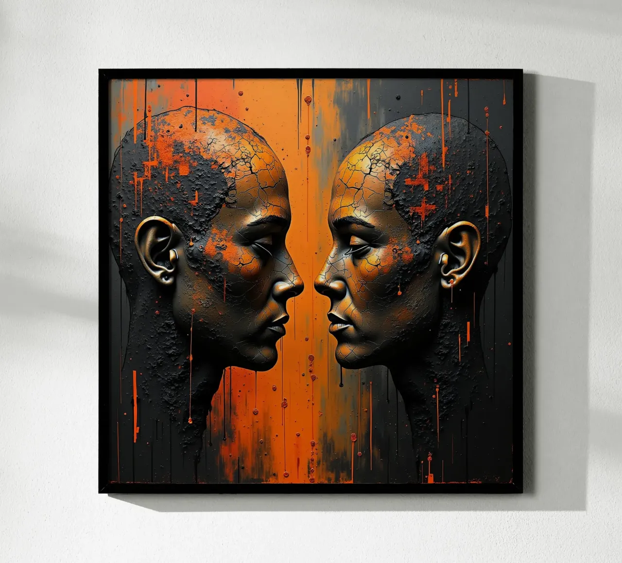 Immagine_specchio_arancione_6 poster con telaio in alluminio da AI-Portraits by LK