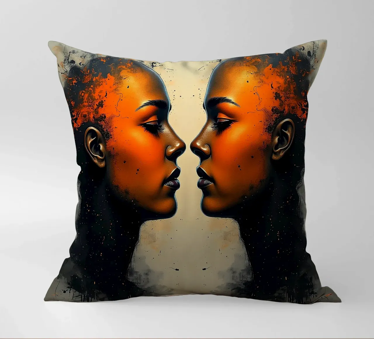 Immagine_specchio_arancione_9 cuscino da AI-Portraits by LK