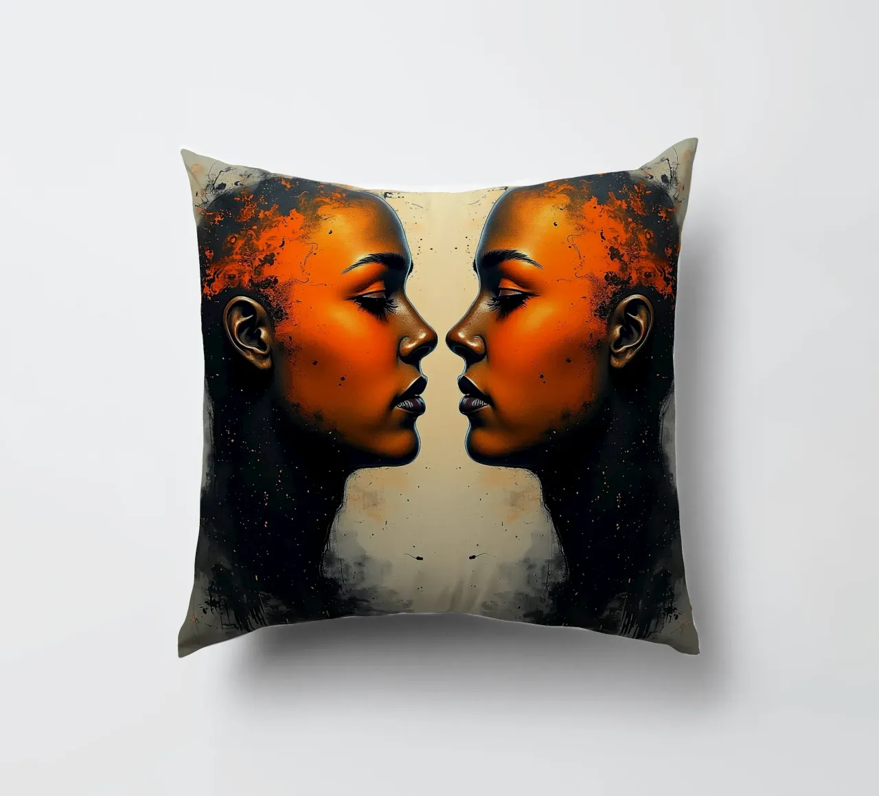 Immagine_specchio_arancione_9 cuscino da AI-Portraits by LK