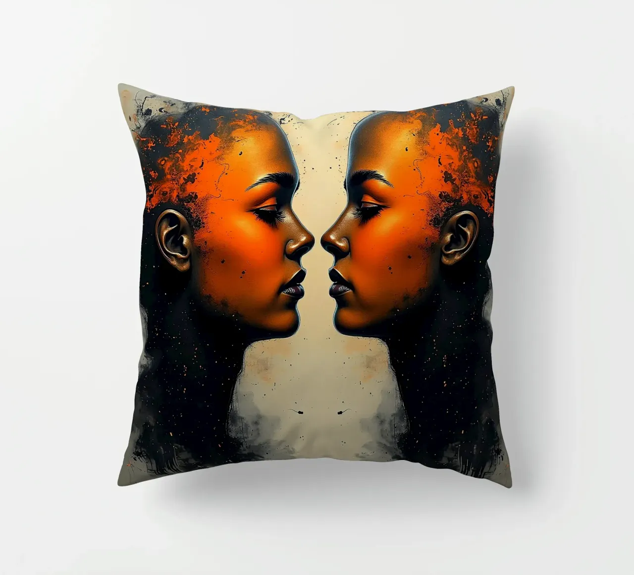 Immagine_specchio_arancione_9 cuscino da AI-Portraits by LK
