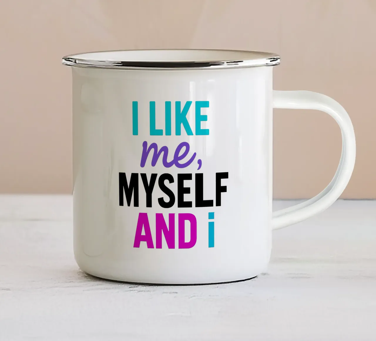 I LIKE ME MYSELF AND I tazza in smalto da Vintage Van Gogh