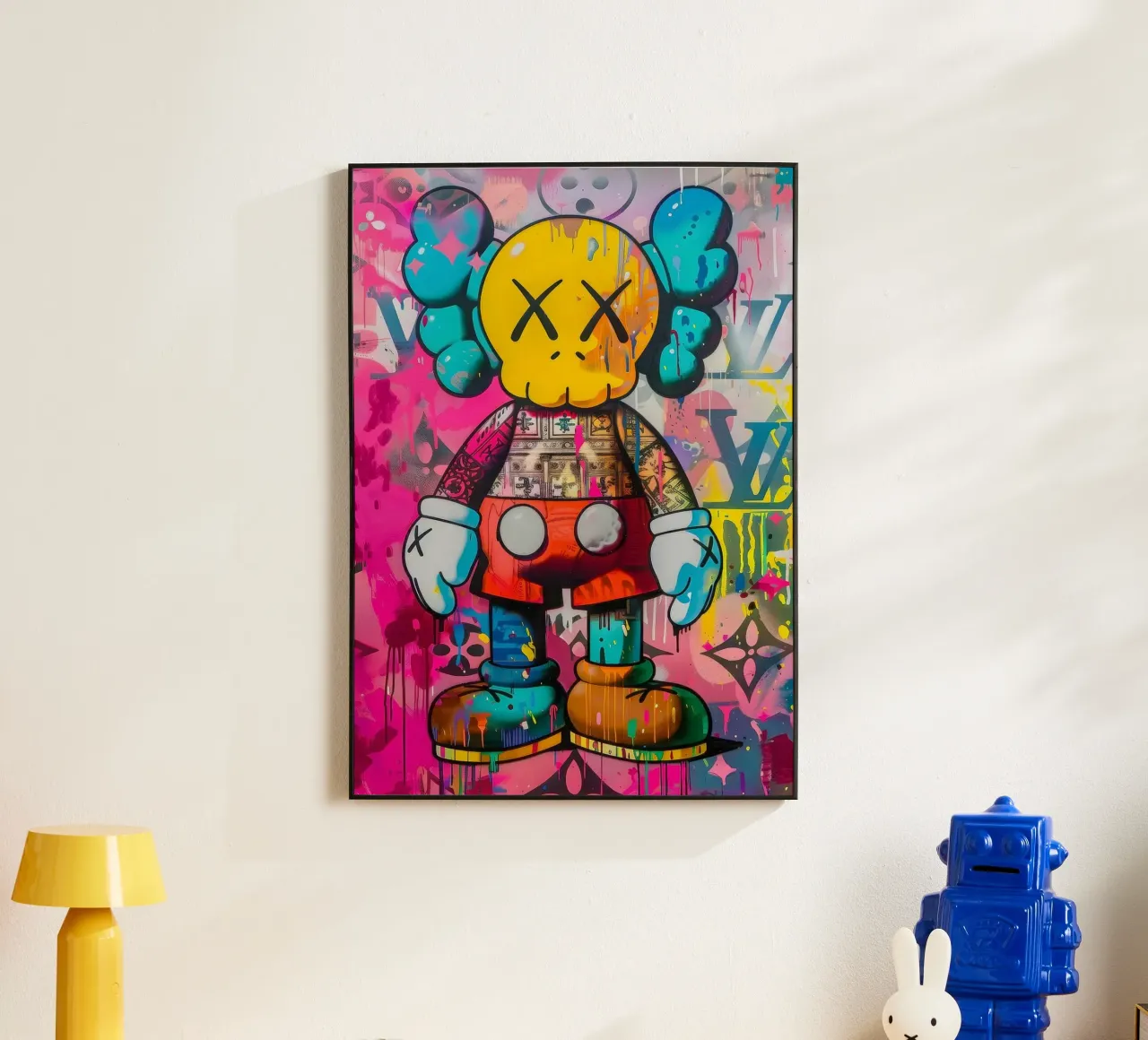 Kaws Inspired Pop Art Painting alluminio dibond da Nando Art