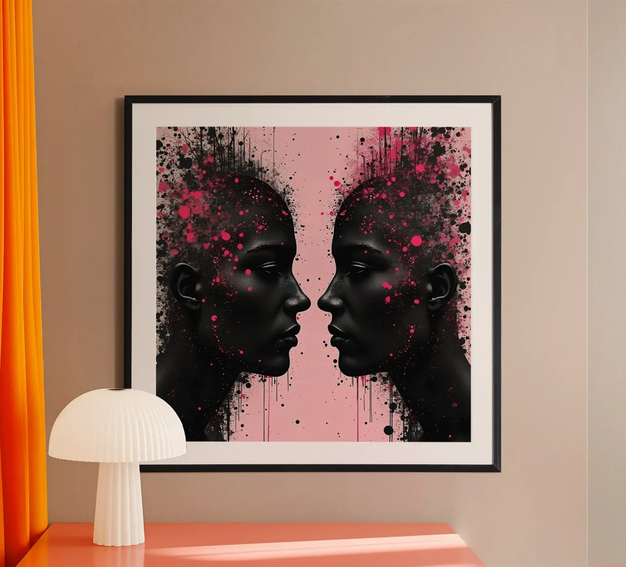 Specchio_rosa_2 poster con telaio in alluminio da AI-Portraits by LK