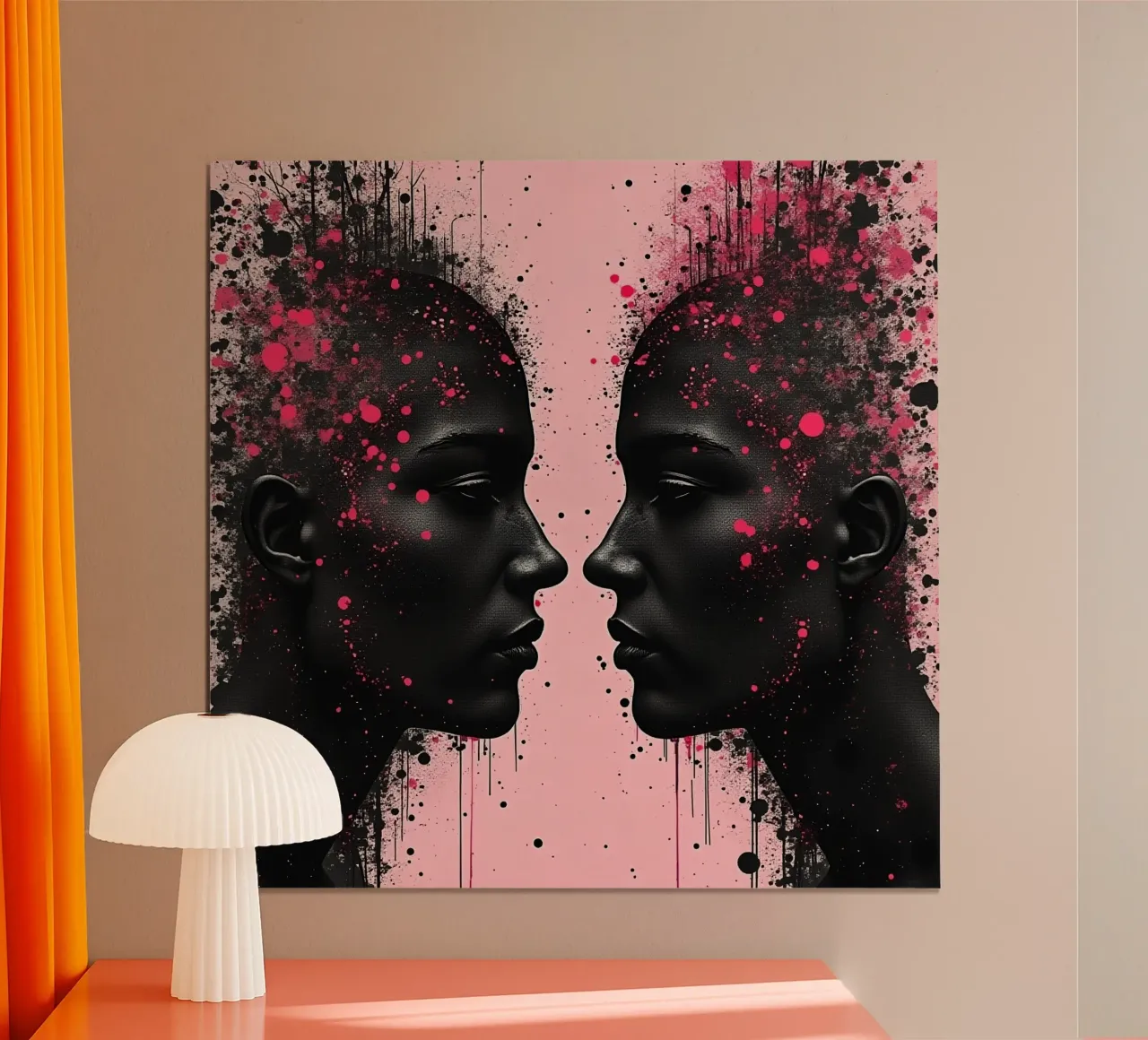 Specchio_rosa_2 poster con telaio in alluminio da AI-Portraits by LK