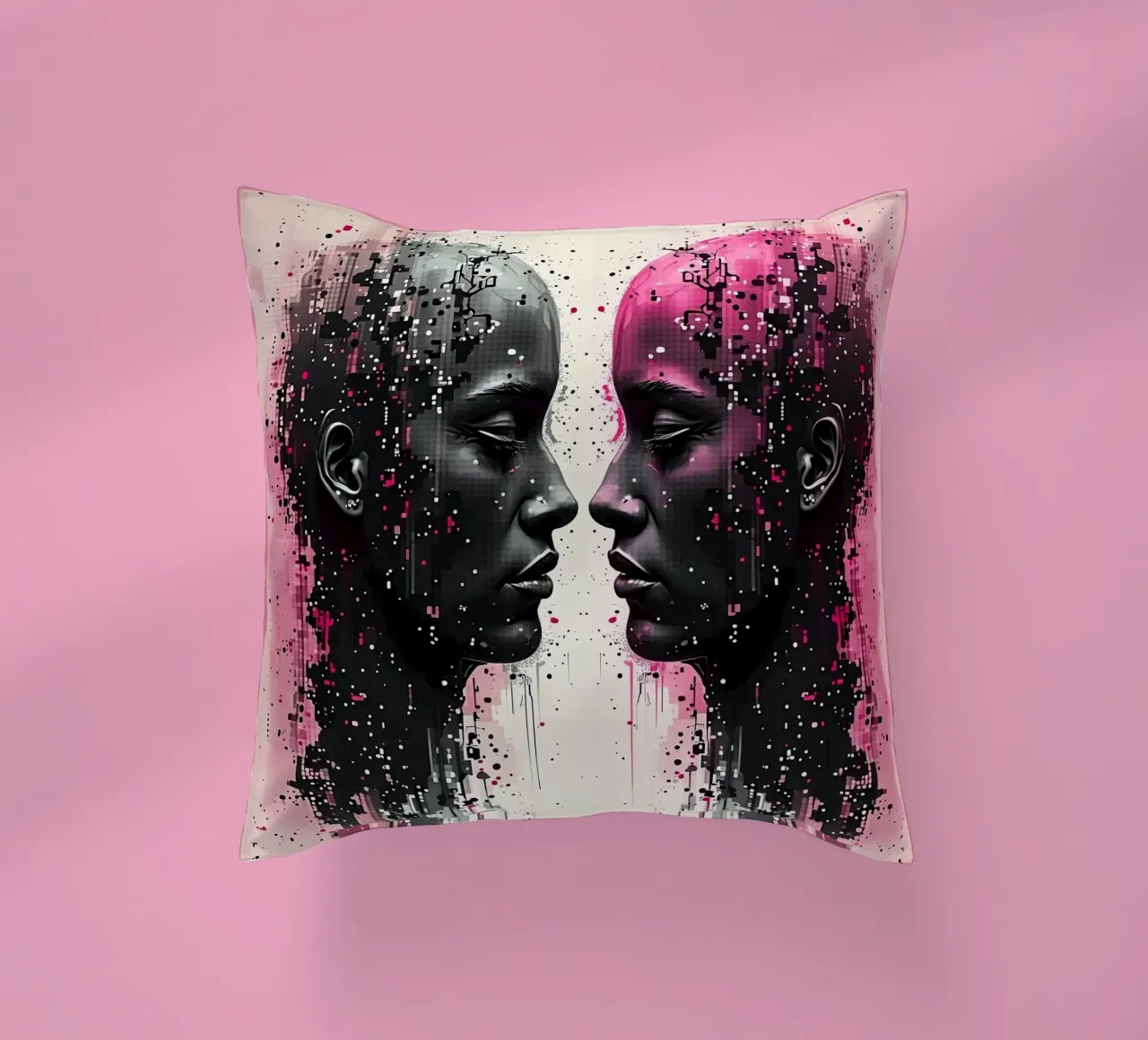 Immagine_specchio_rosa_3 cuscino da AI-Portraits by LK