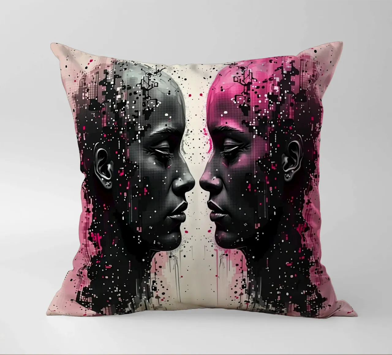 Immagine_specchio_rosa_3 cuscino da AI-Portraits by LK