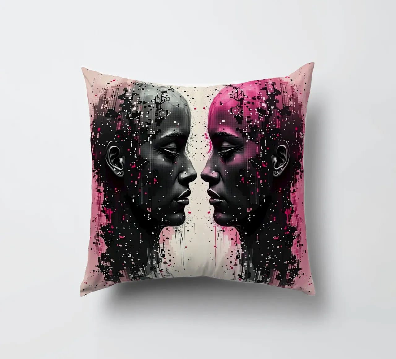 Immagine_specchio_rosa_3 cuscino da AI-Portraits by LK