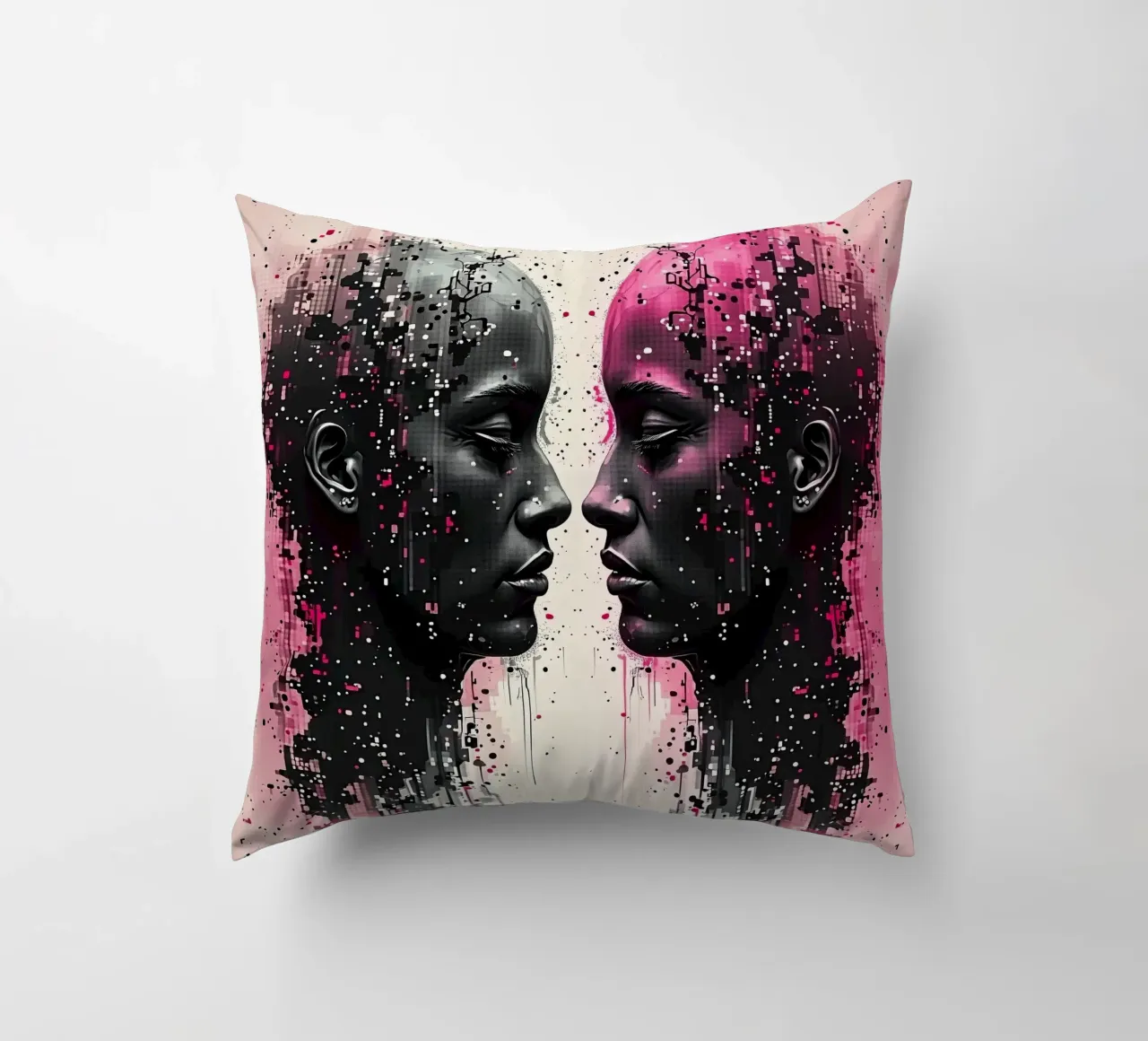 Immagine_specchio_rosa_3 cuscino da AI-Portraits by LK