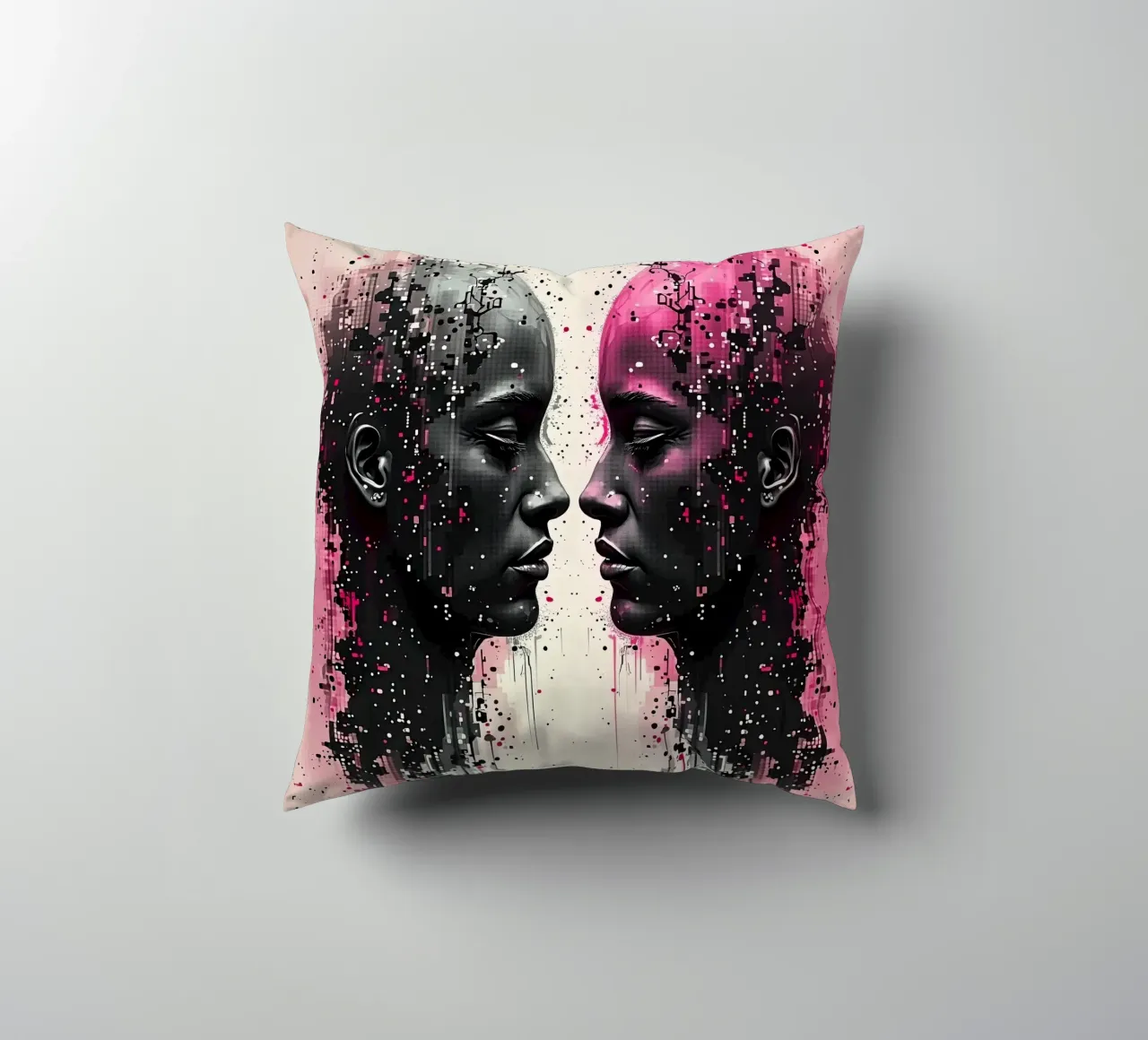 Immagine_specchio_rosa_3 cuscino da AI-Portraits by LK