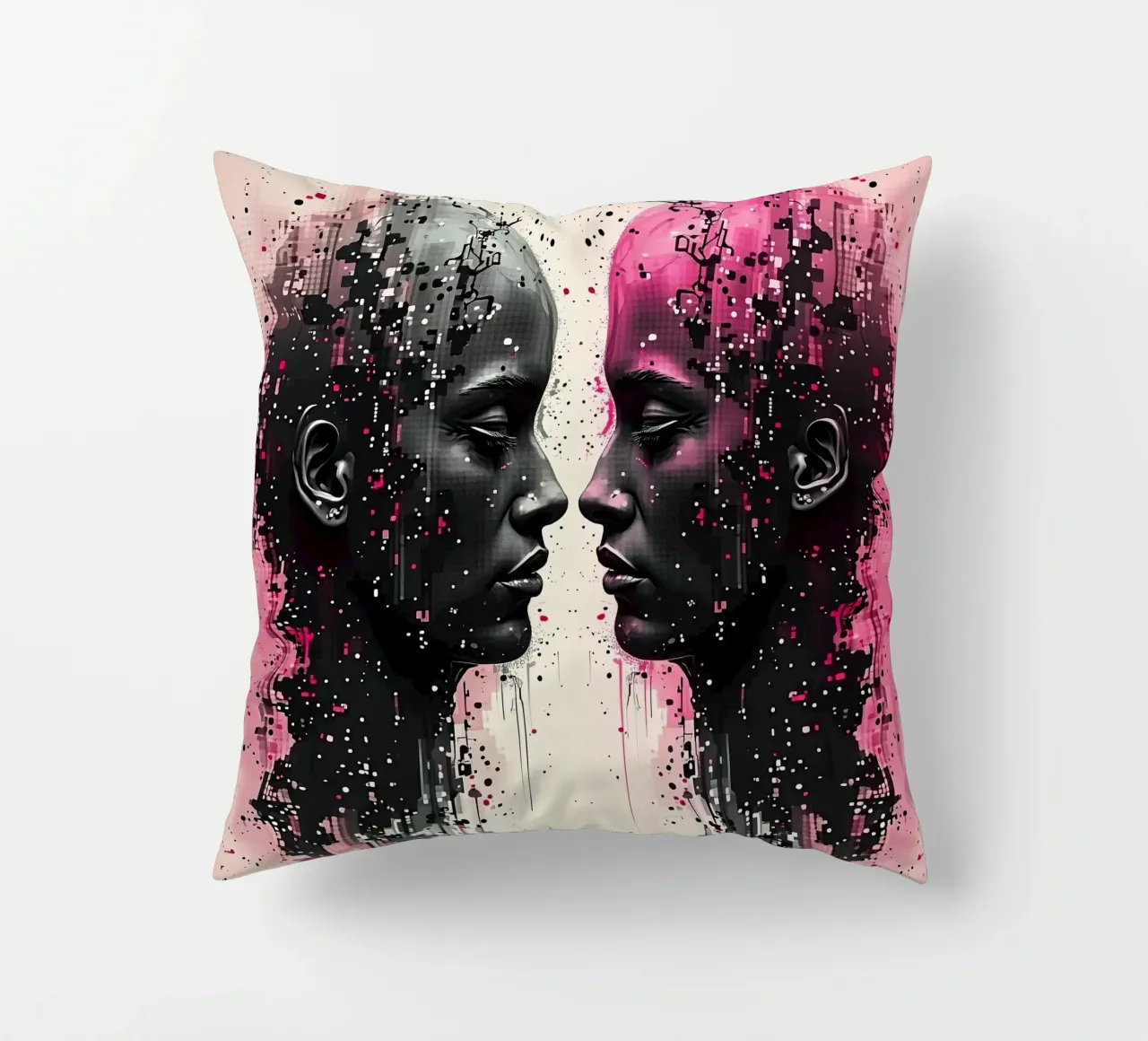 Immagine_specchio_rosa_3 cuscino da AI-Portraits by LK