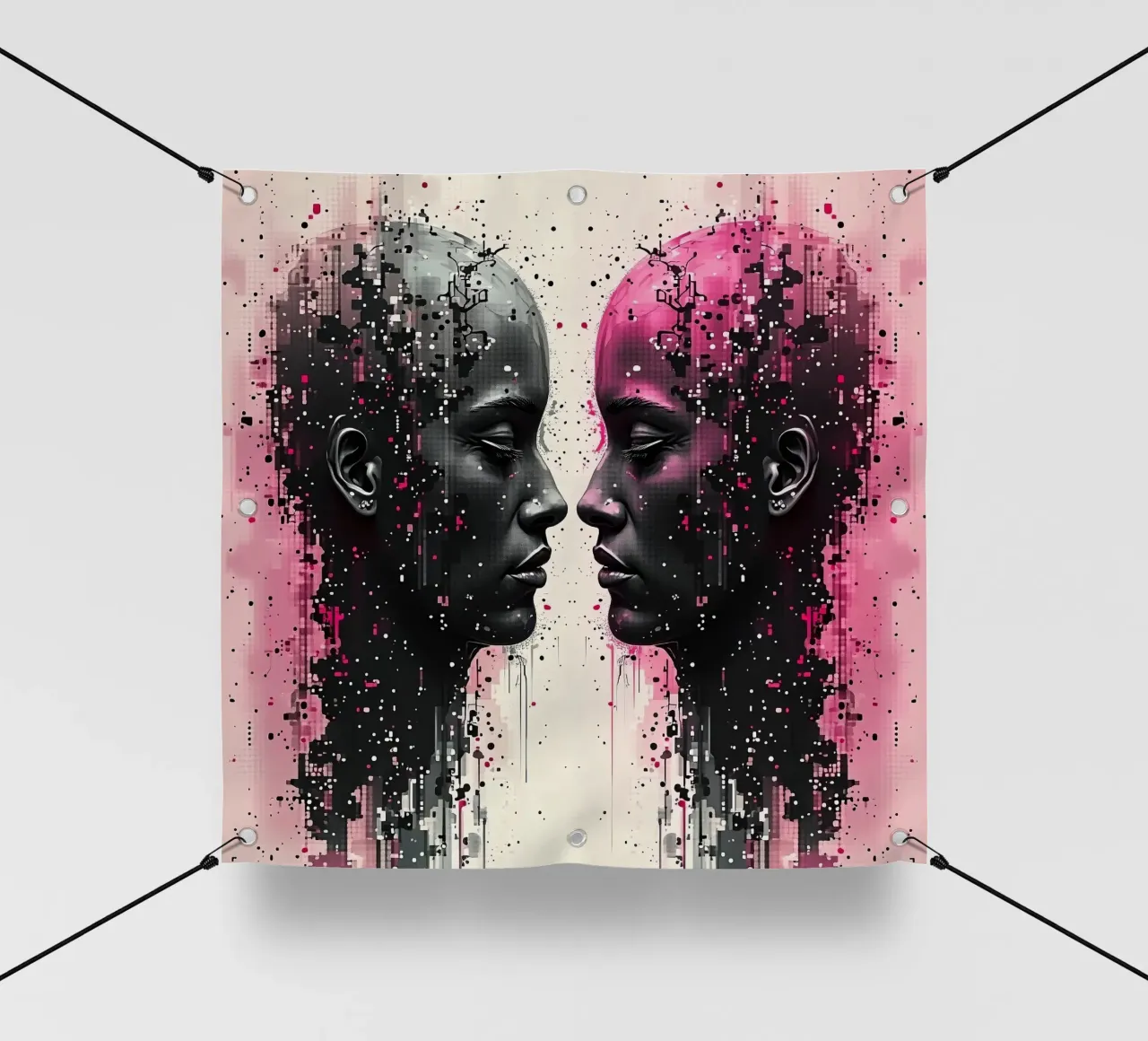 Immagine_specchio_rosa_3 telo in pvc da AI-Portraits by LK