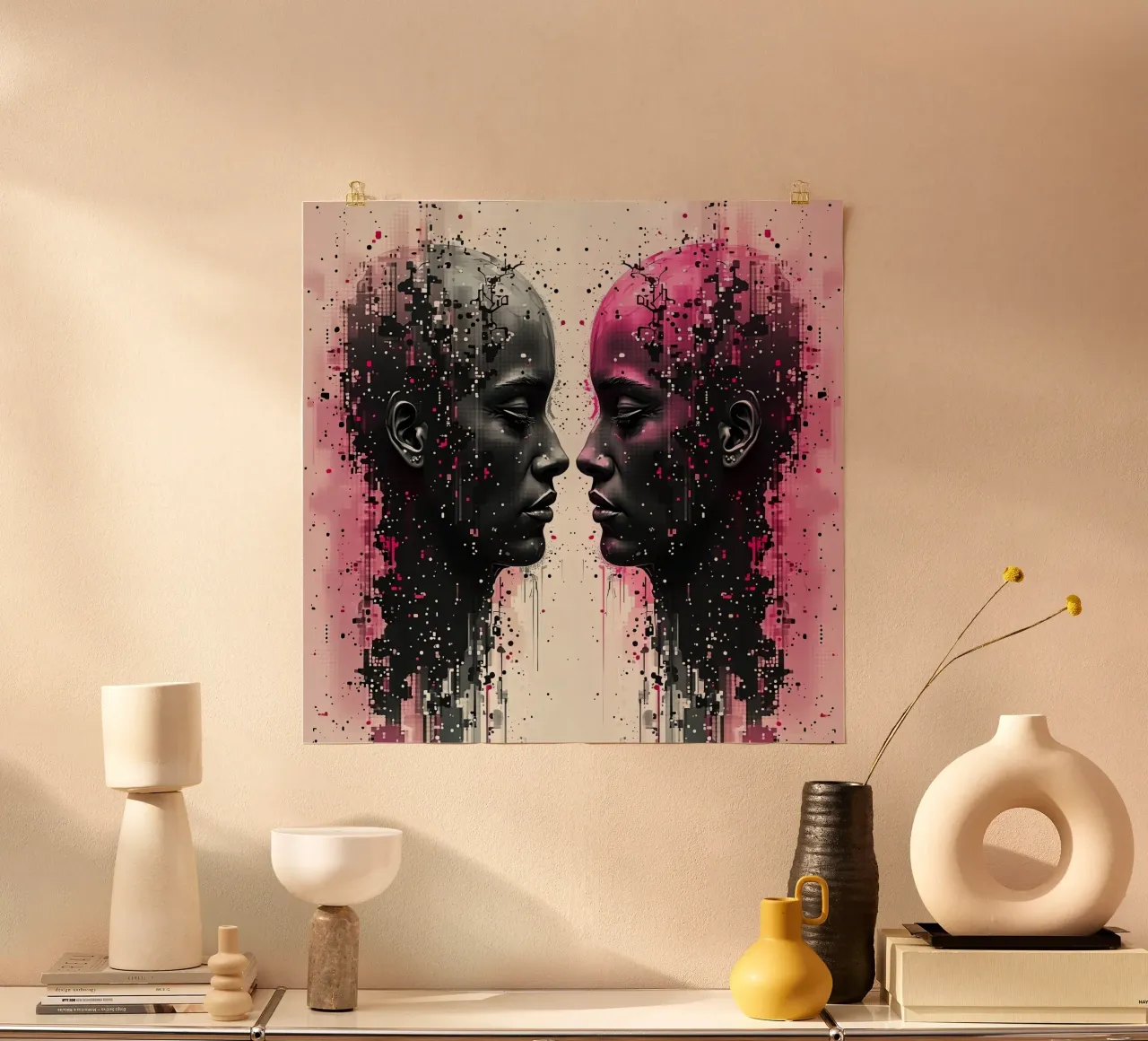 Imagen_espejo_rosa_3 poster con marco de aluminio de AI-Portraits by LK