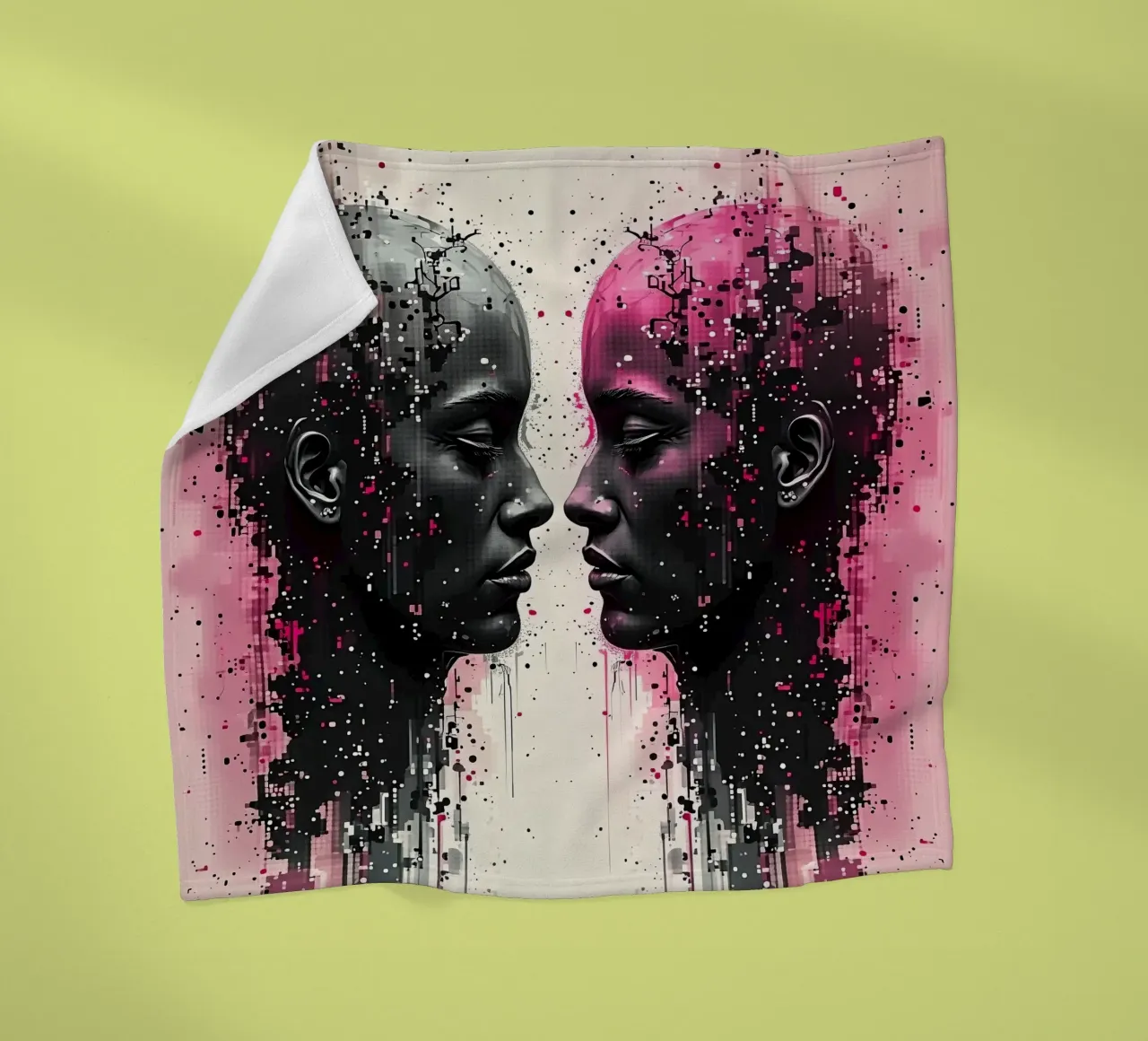 Immagine_specchio_rosa_3 coperta in pile da AI-Portraits by LK