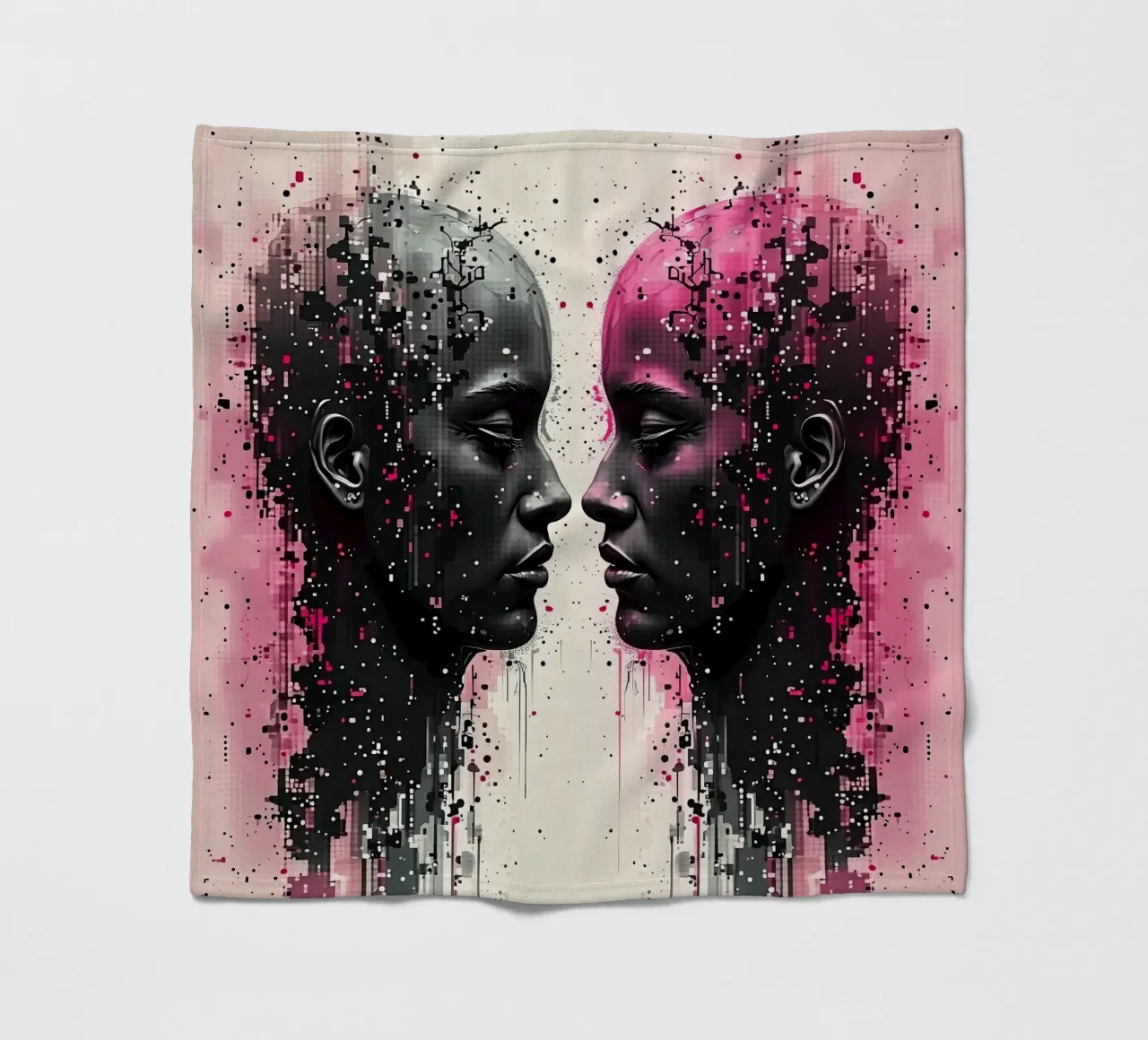 Immagine_specchio_rosa_3 coperta in pile da AI-Portraits by LK
