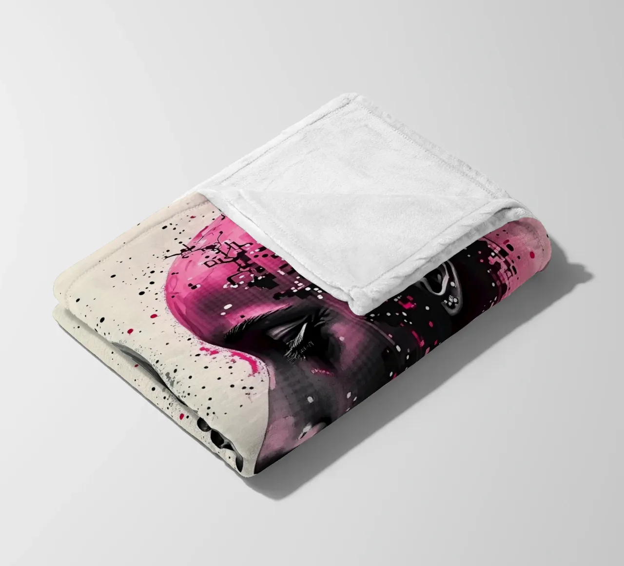 Immagine_specchio_rosa_3 coperta in pile da AI-Portraits by LK