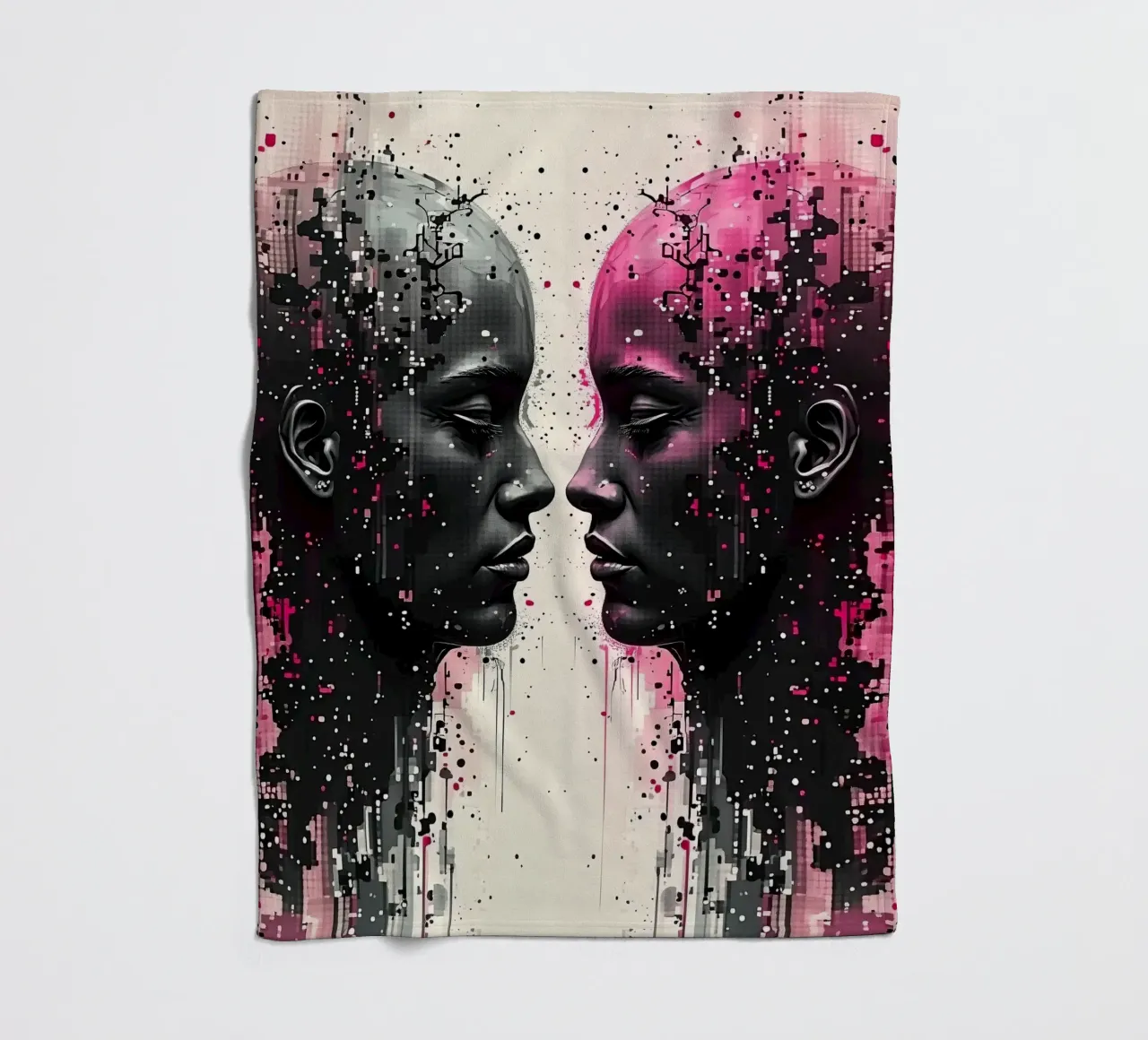 Immagine_specchio_rosa_3 coperta in pile da AI-Portraits by LK