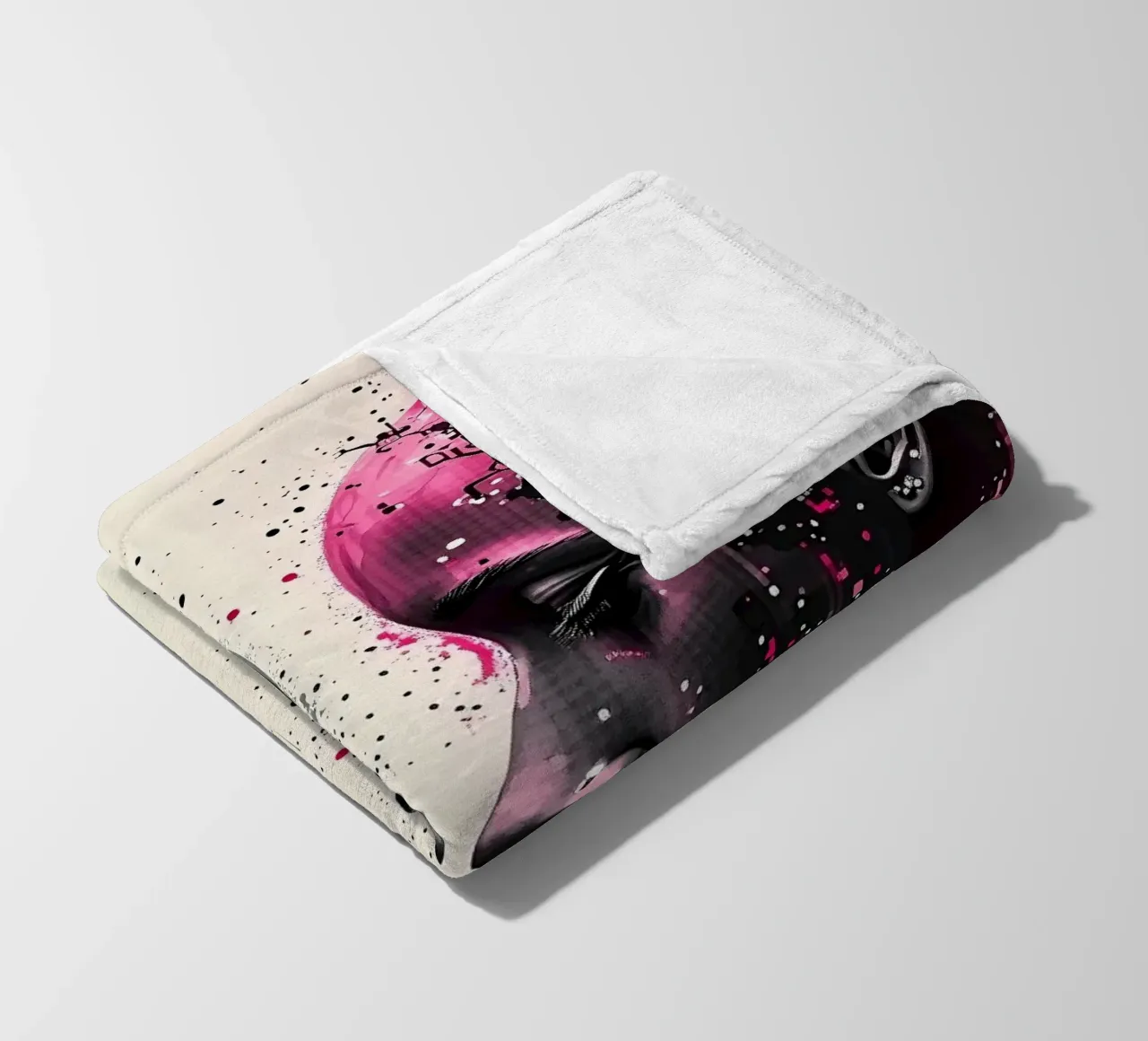 Immagine_specchio_rosa_3 coperta in pile da AI-Portraits by LK