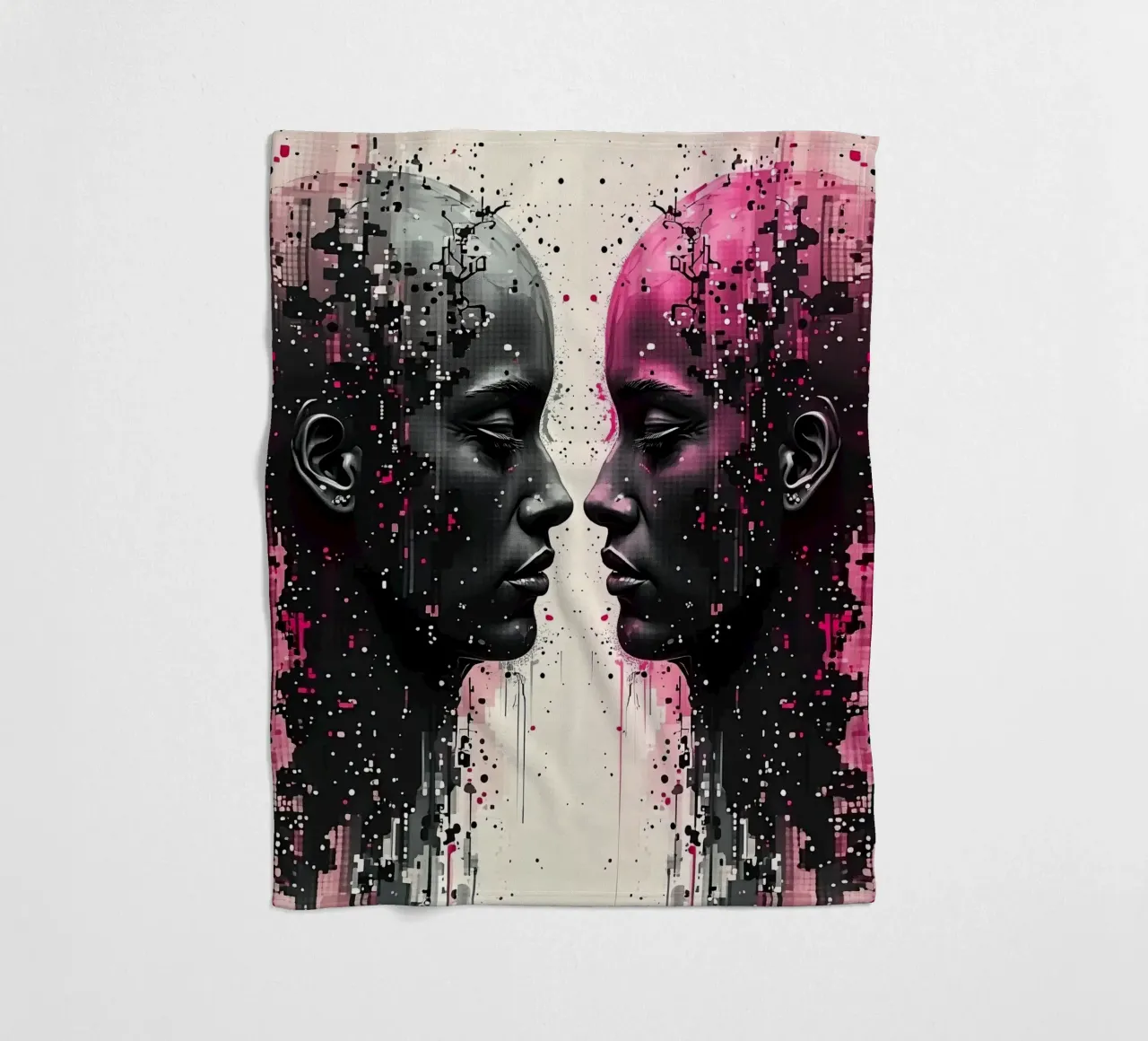 Immagine_specchio_rosa_3 coperta in pile da AI-Portraits by LK