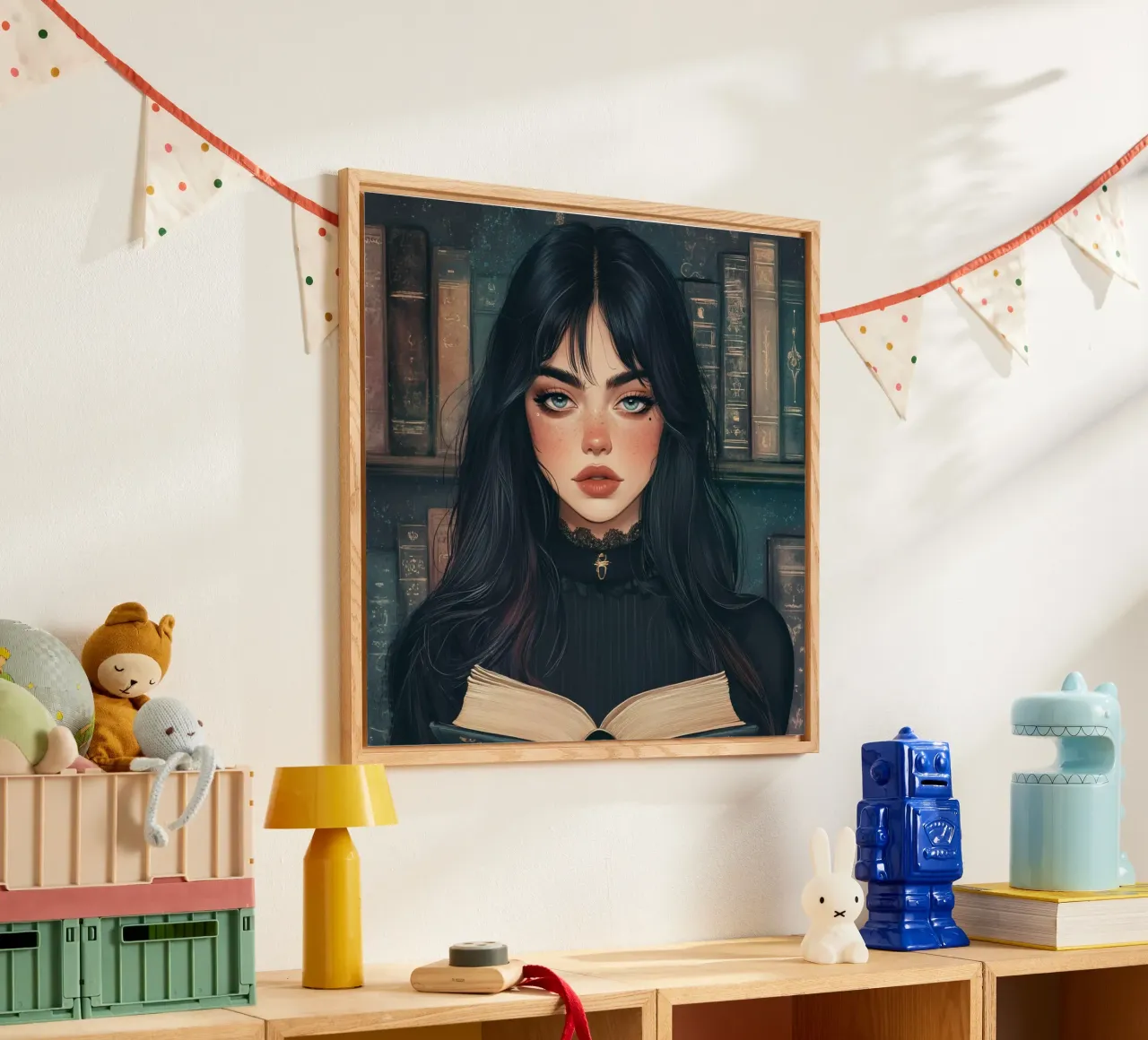 Donne e biblioteca plexiglass da pixel