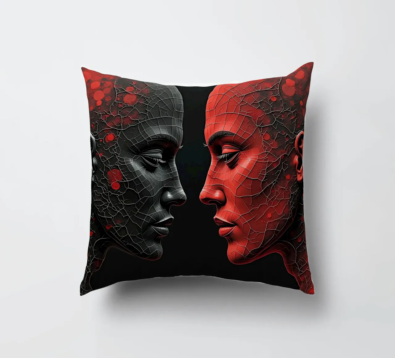 Immagine_specchio_rosso_1 cuscino da AI-Portraits by LK