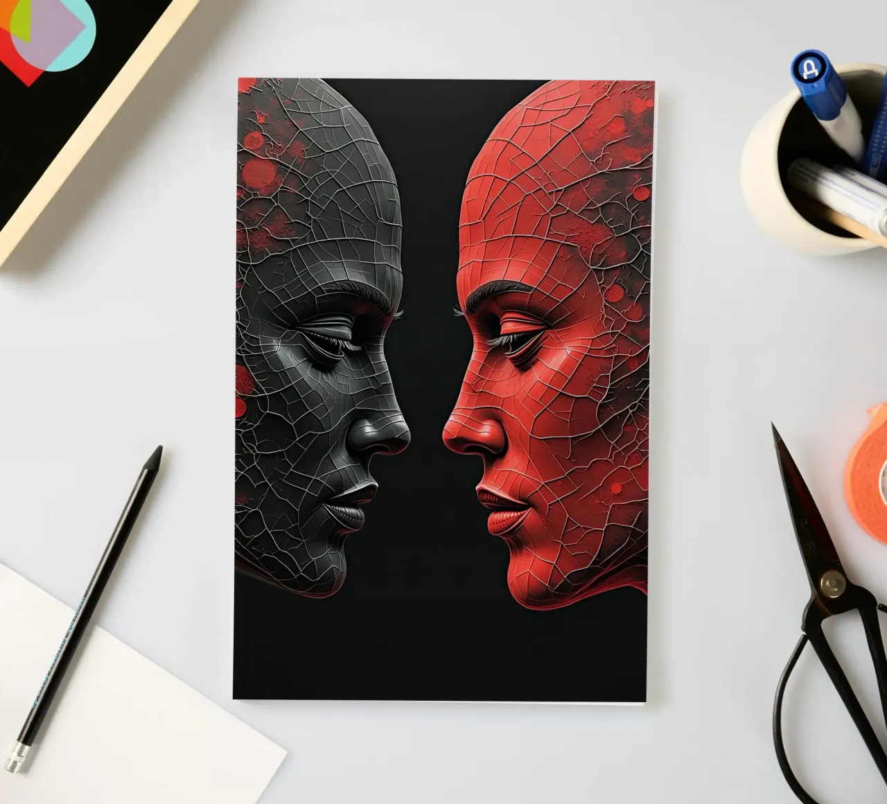 Mirror_image_red_1 notebook by AI-Portraits by LK