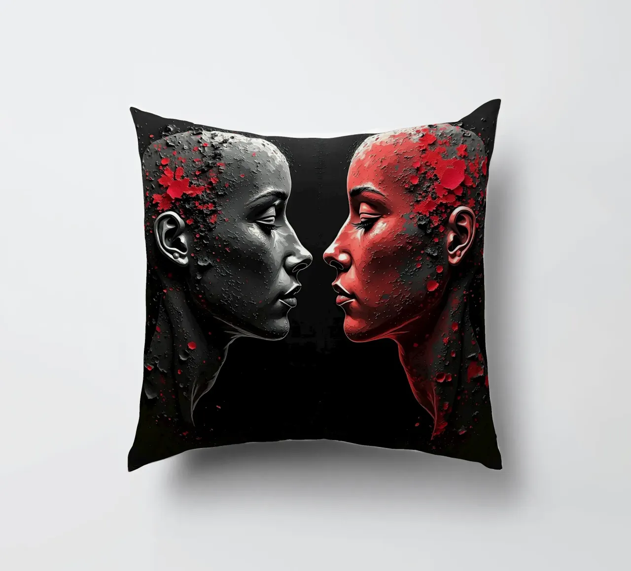 Immagine_specchio_rosso_2 cuscino da AI-Portraits by LK