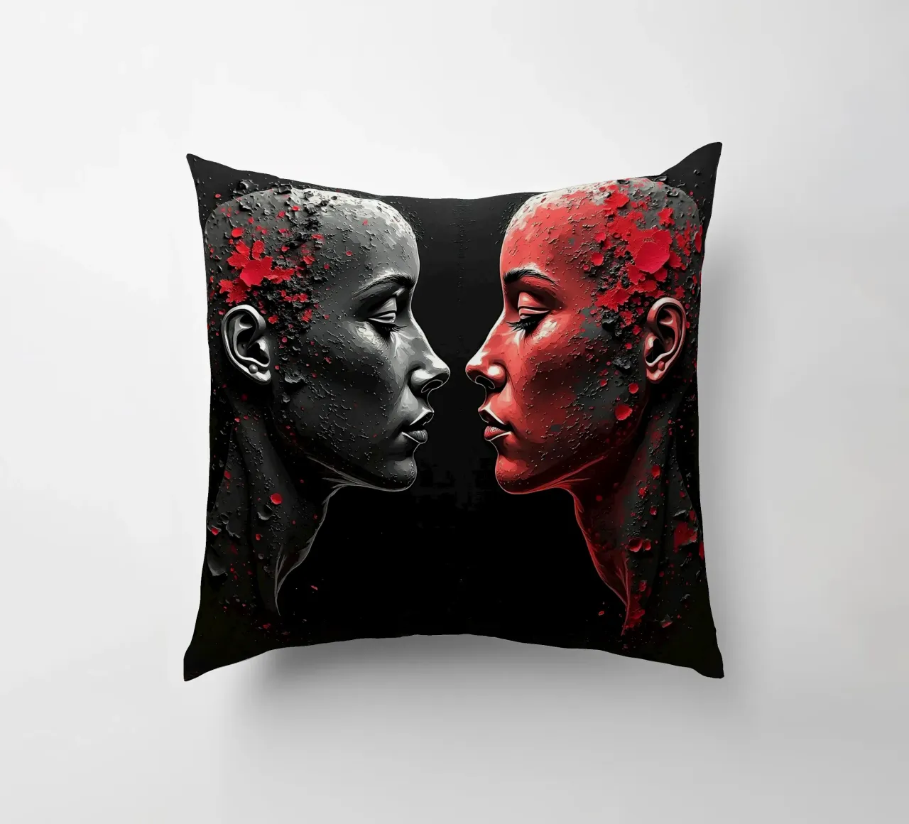 Immagine_specchio_rosso_2 cuscino da AI-Portraits by LK