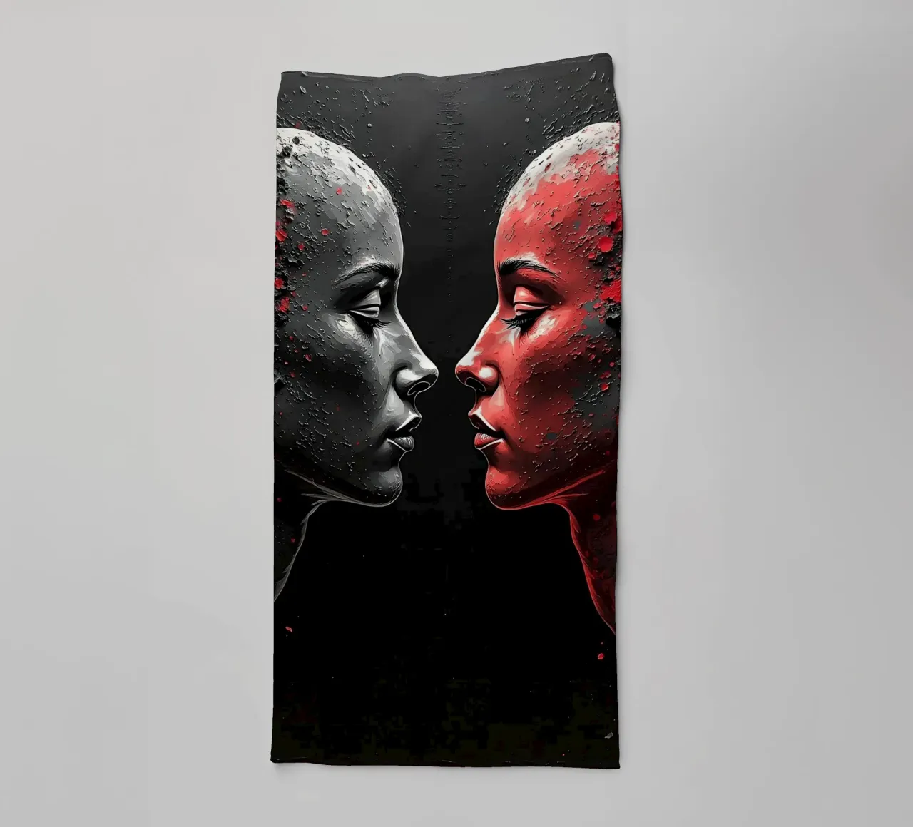 Mirror_image_red_2 towel by AI-Portraits by LK