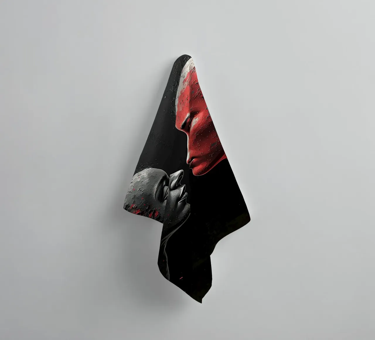 Mirror_image_red_2 towel by AI-Portraits by LK