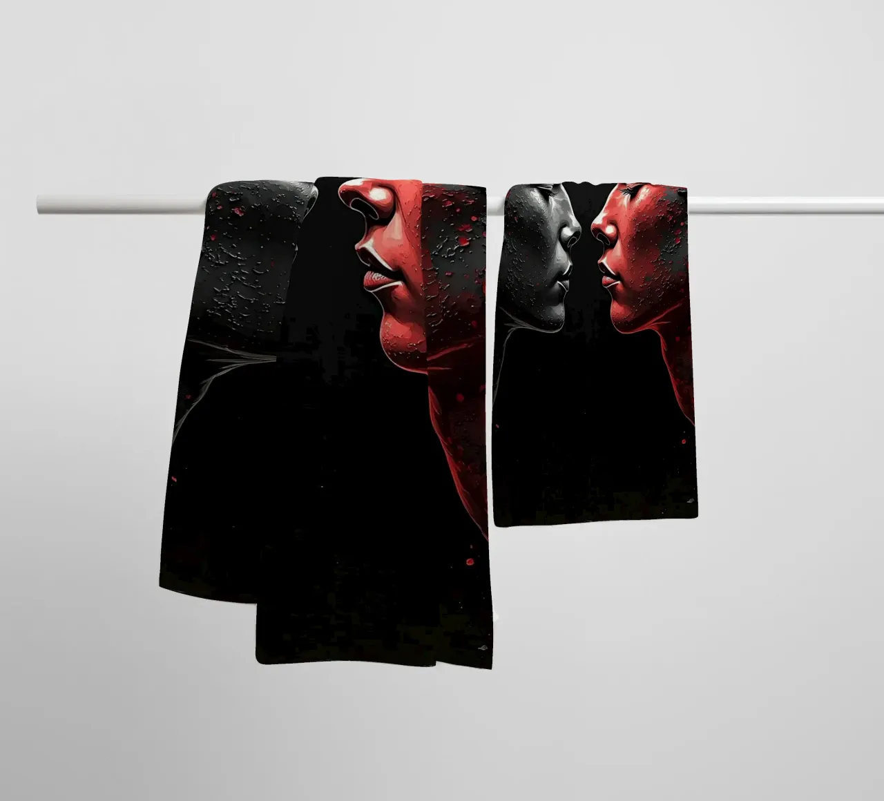 Mirror_image_red_2 towel by AI-Portraits by LK