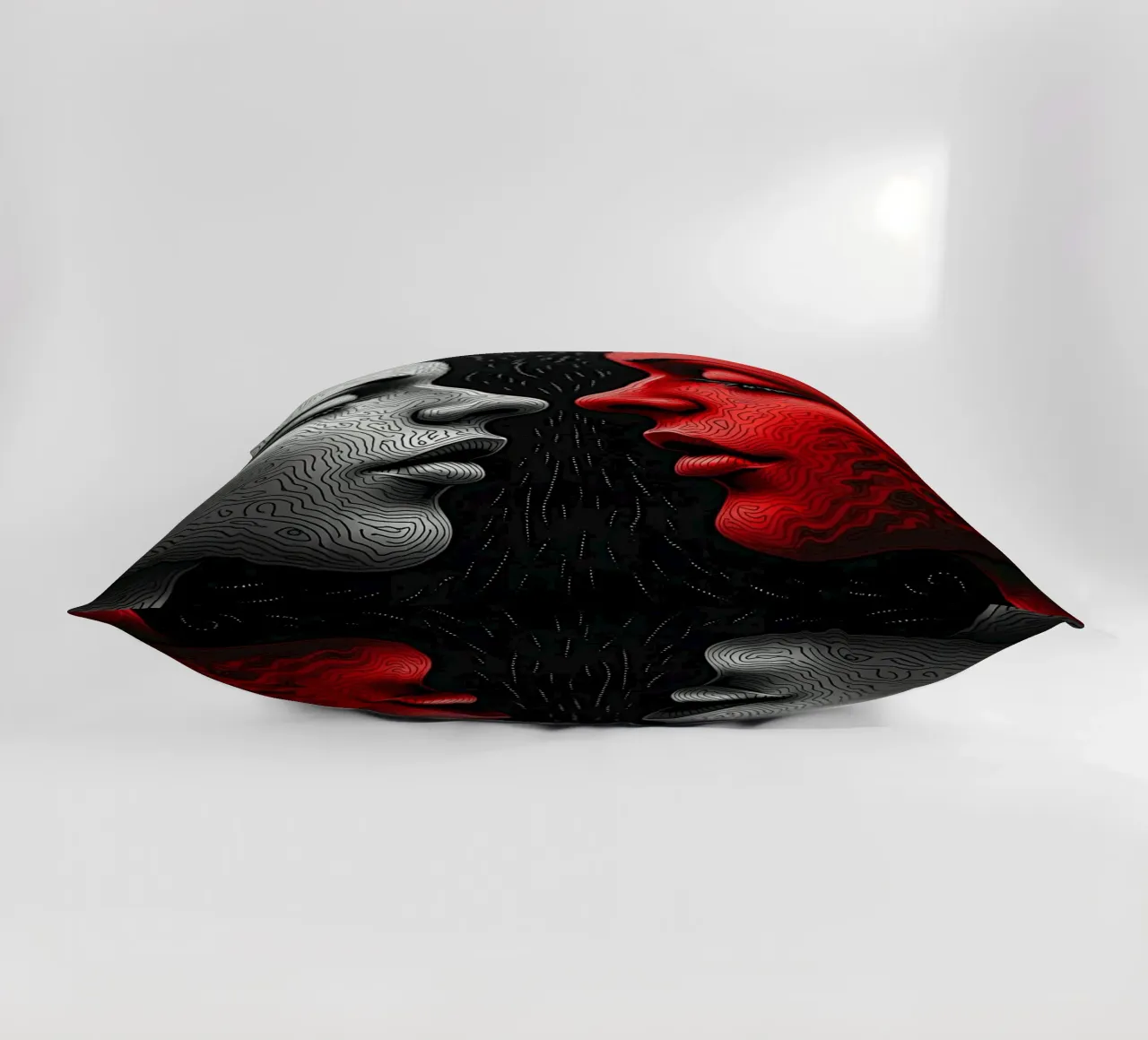 Immagine_specchio_rosso_3 cuscino da AI-Portraits by LK