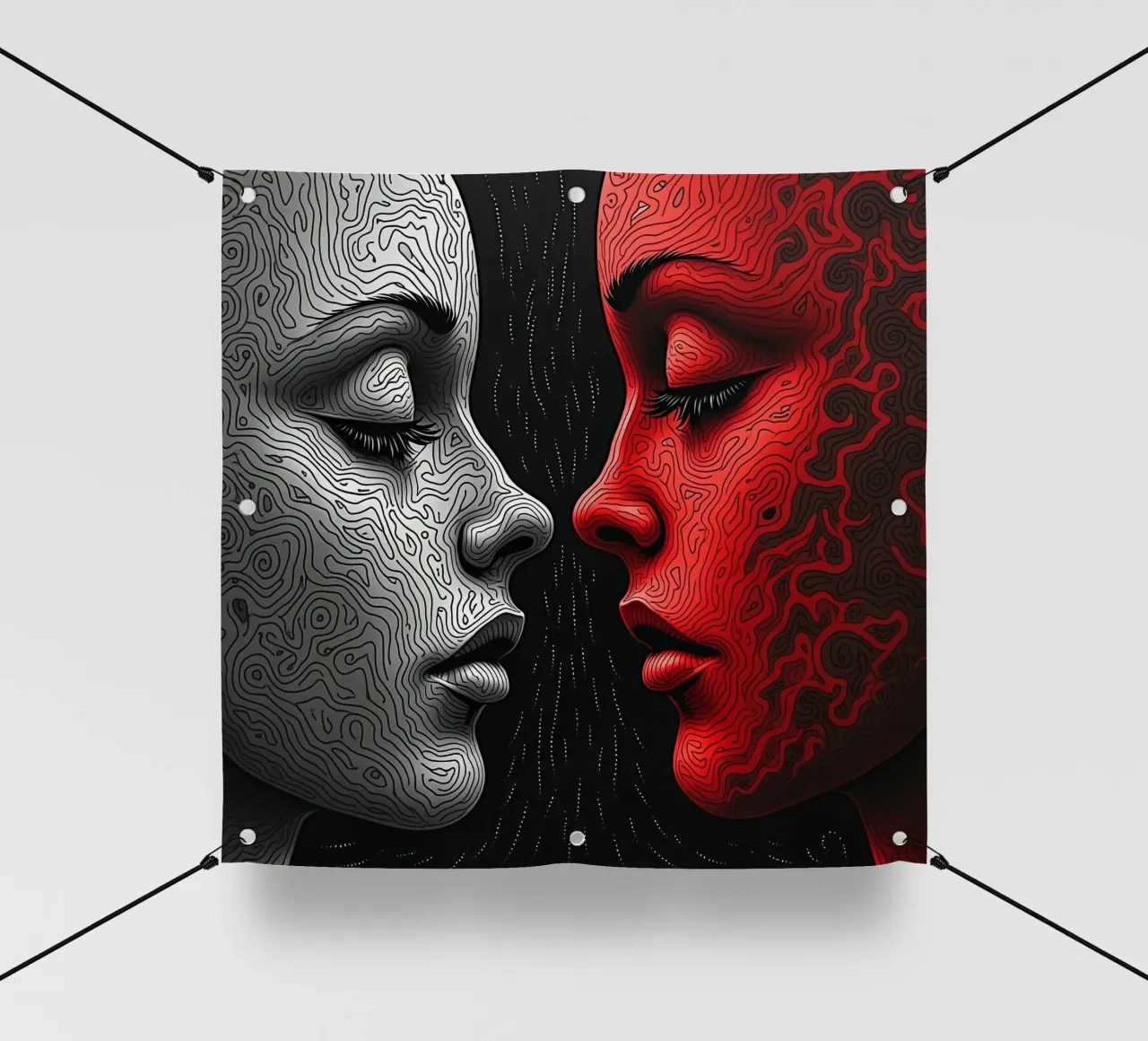 Immagine_specchio_rosso_3 telo in pvc da AI-Portraits by LK