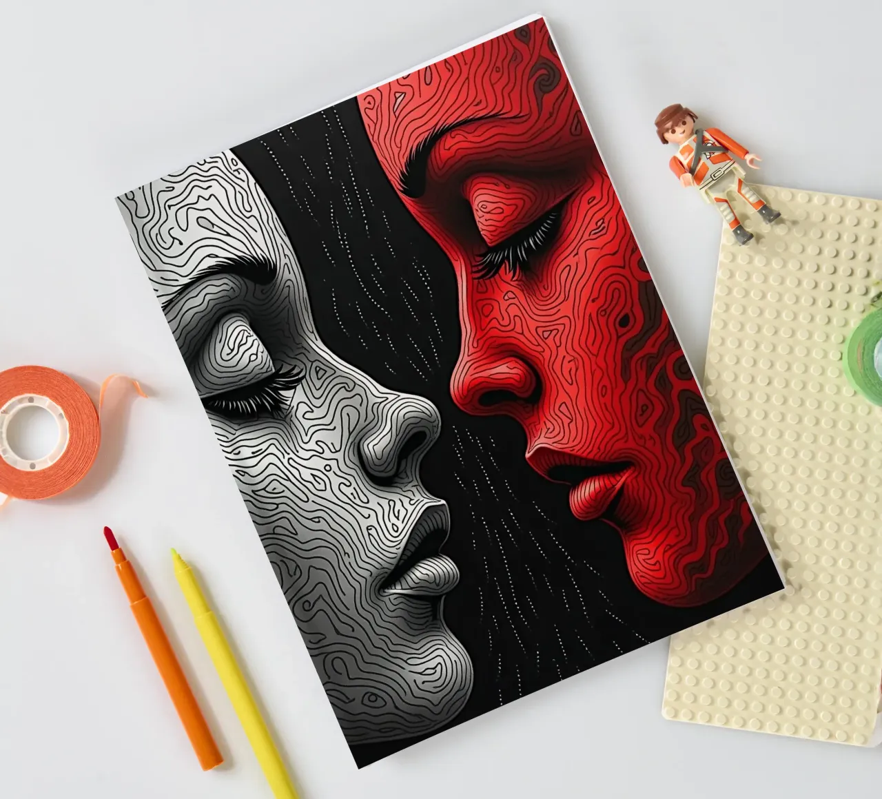 Mirror_image_red_3 notebook by AI-Portraits by LK