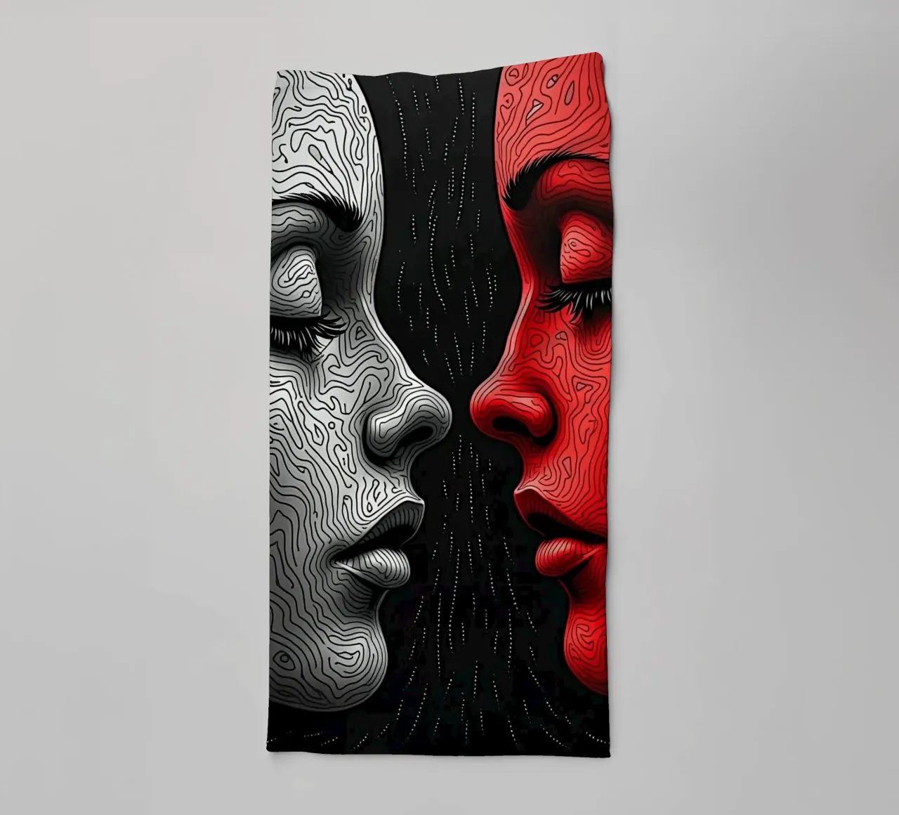 Mirror_image_red_3 towel by AI-Portraits by LK