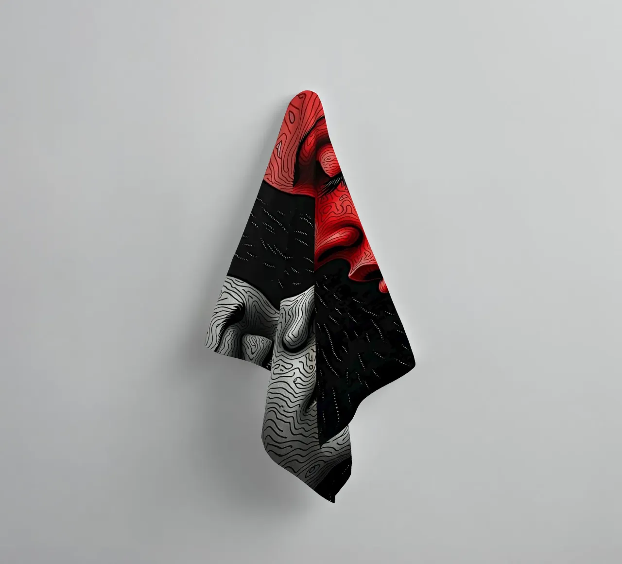 Mirror_image_red_3 towel by AI-Portraits by LK