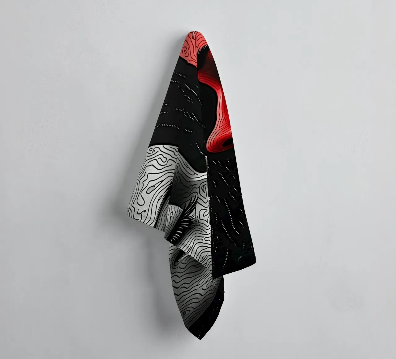 Mirror_image_red_3 towel by AI-Portraits by LK