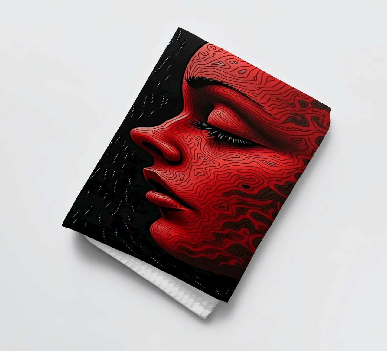 Immagine_specchio_rosso_3 canovaccio da cucina da AI-Portraits by LK