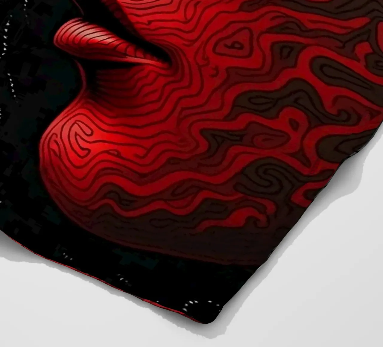 Immagine_specchio_rosso_3 coperta in pile da AI-Portraits by LK