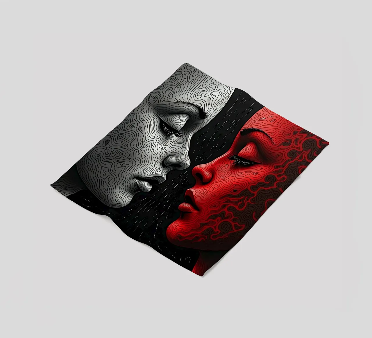 Immagine_specchio_rosso_3 coperta in pile da AI-Portraits by LK