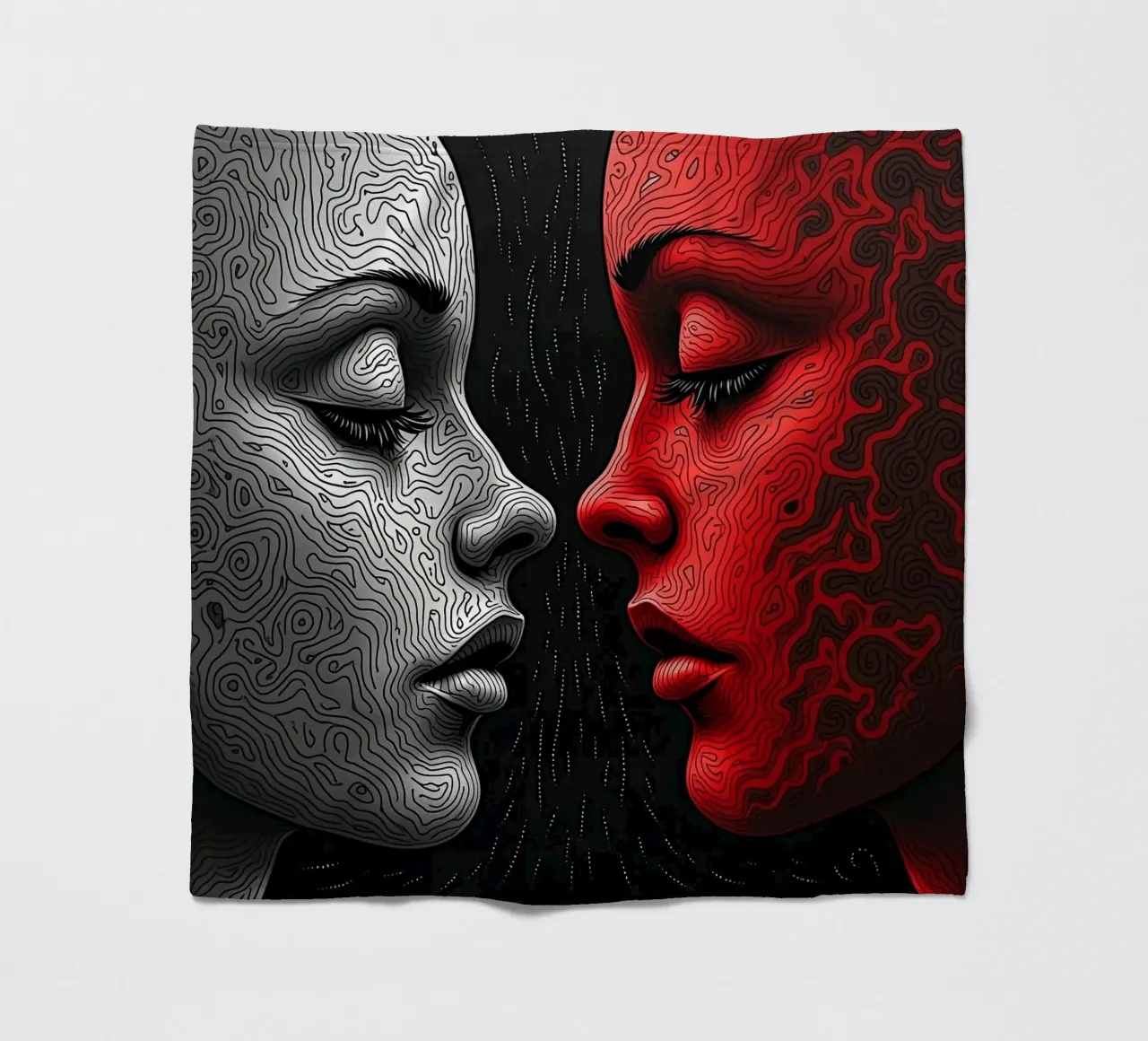 Immagine_specchio_rosso_3 coperta in pile da AI-Portraits by LK