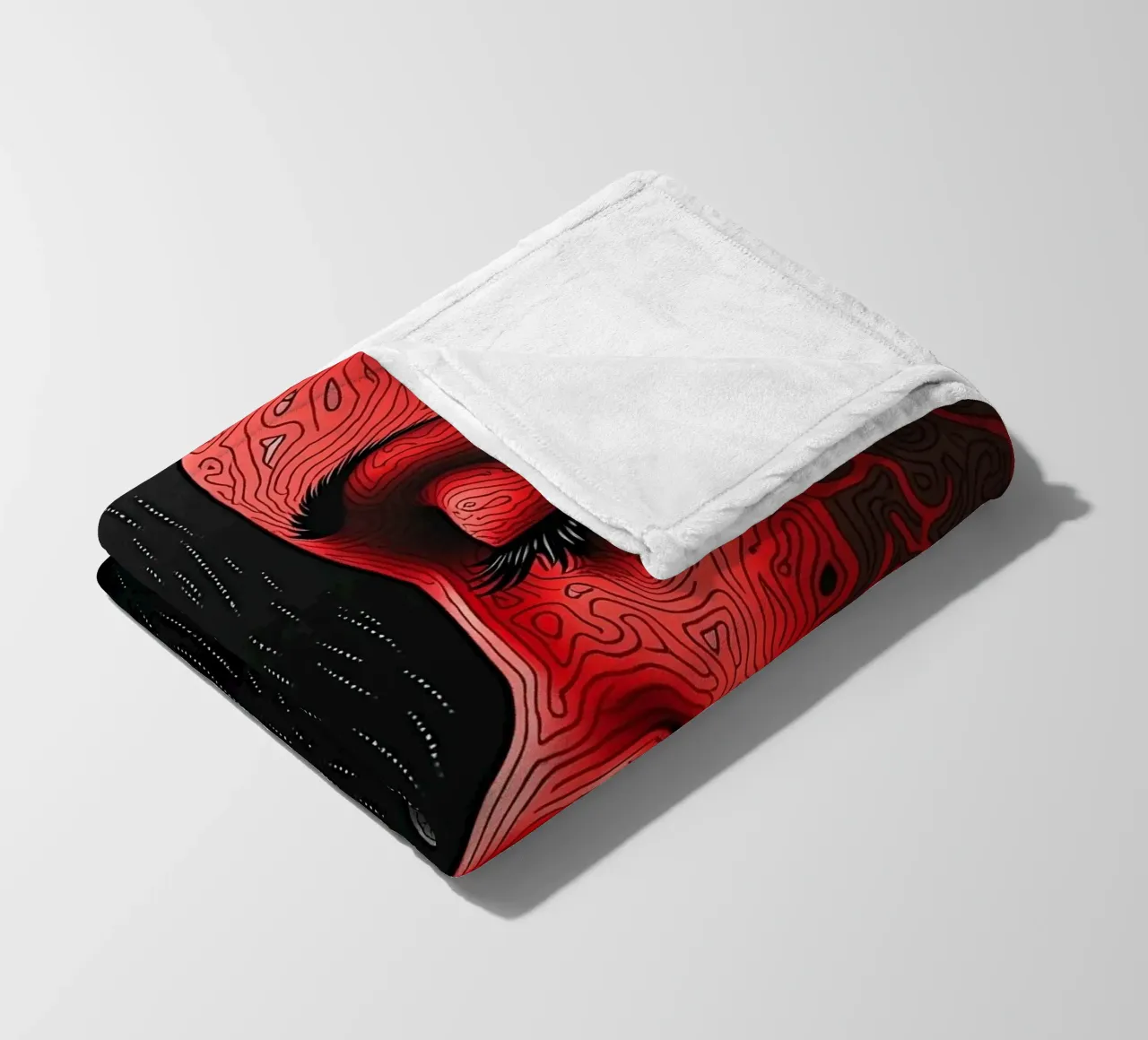 Immagine_specchio_rosso_3 coperta in pile da AI-Portraits by LK